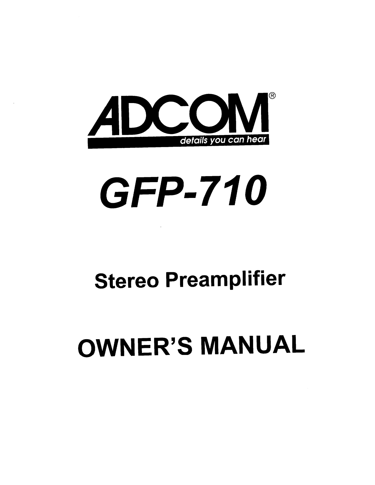 Adcom GFP-710 Owners manual