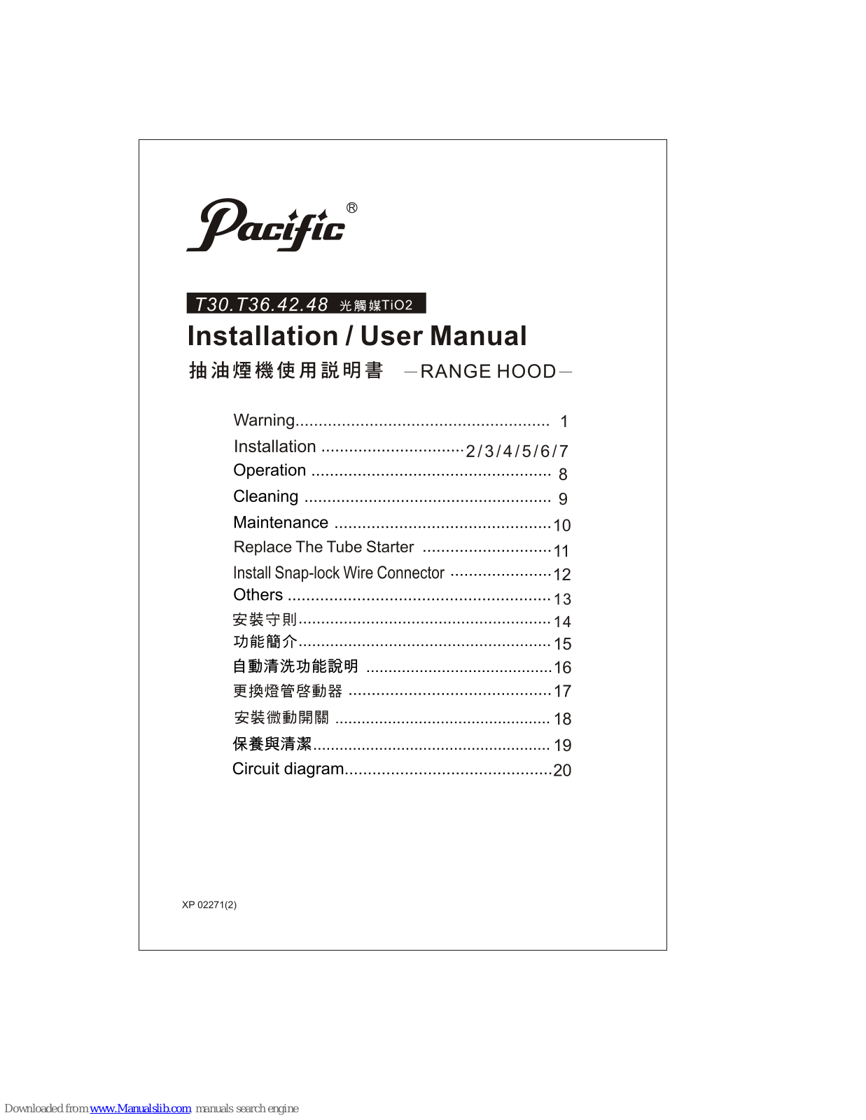 Pacific T30, T36, T42, T48 Installation Manual