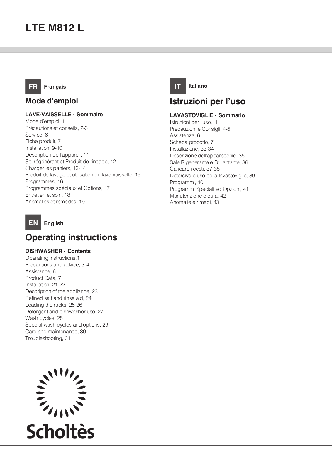 SCHOLTES LTE M812 L User Manual