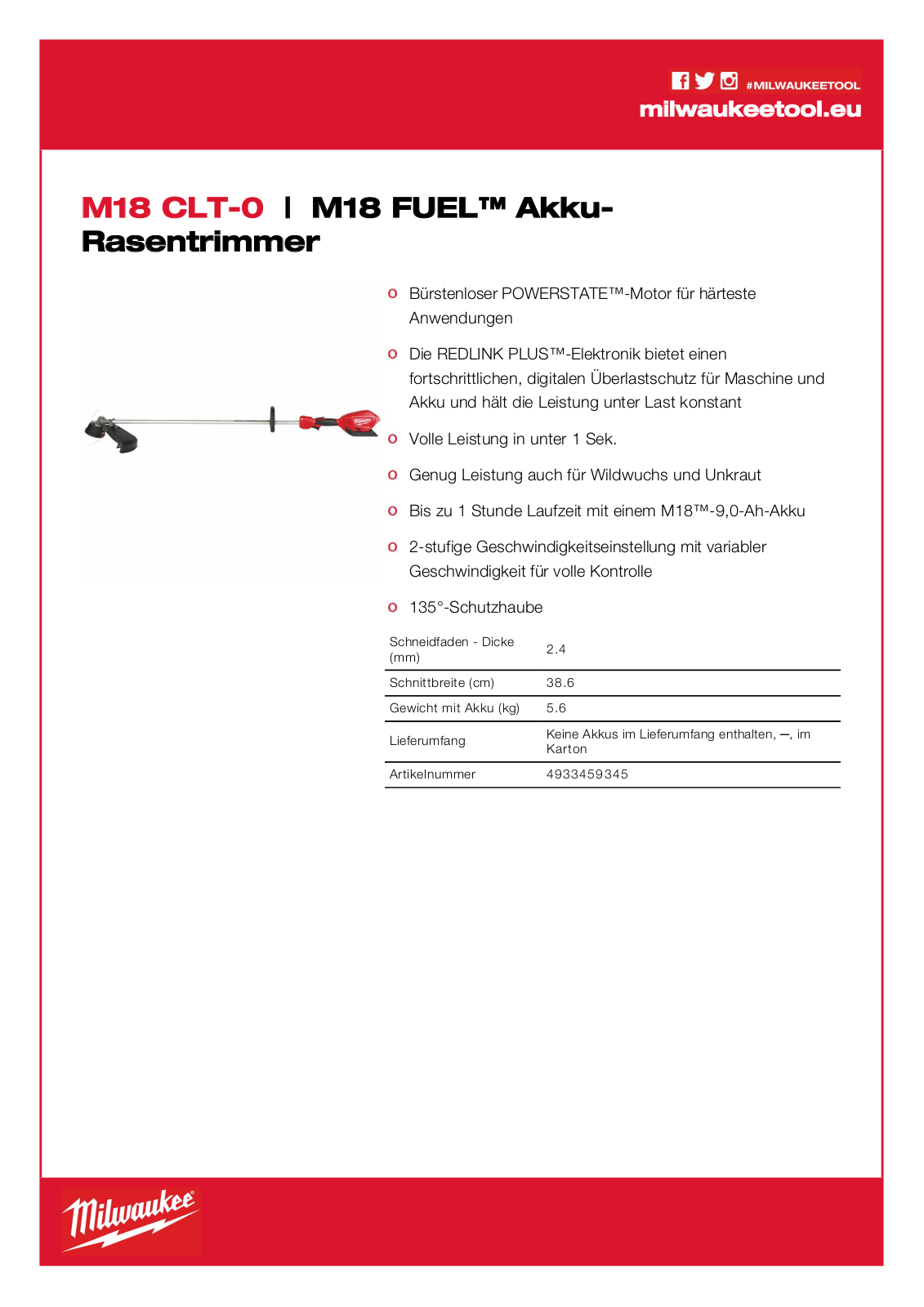 Milwaukee M18 CLT-0 User Manual