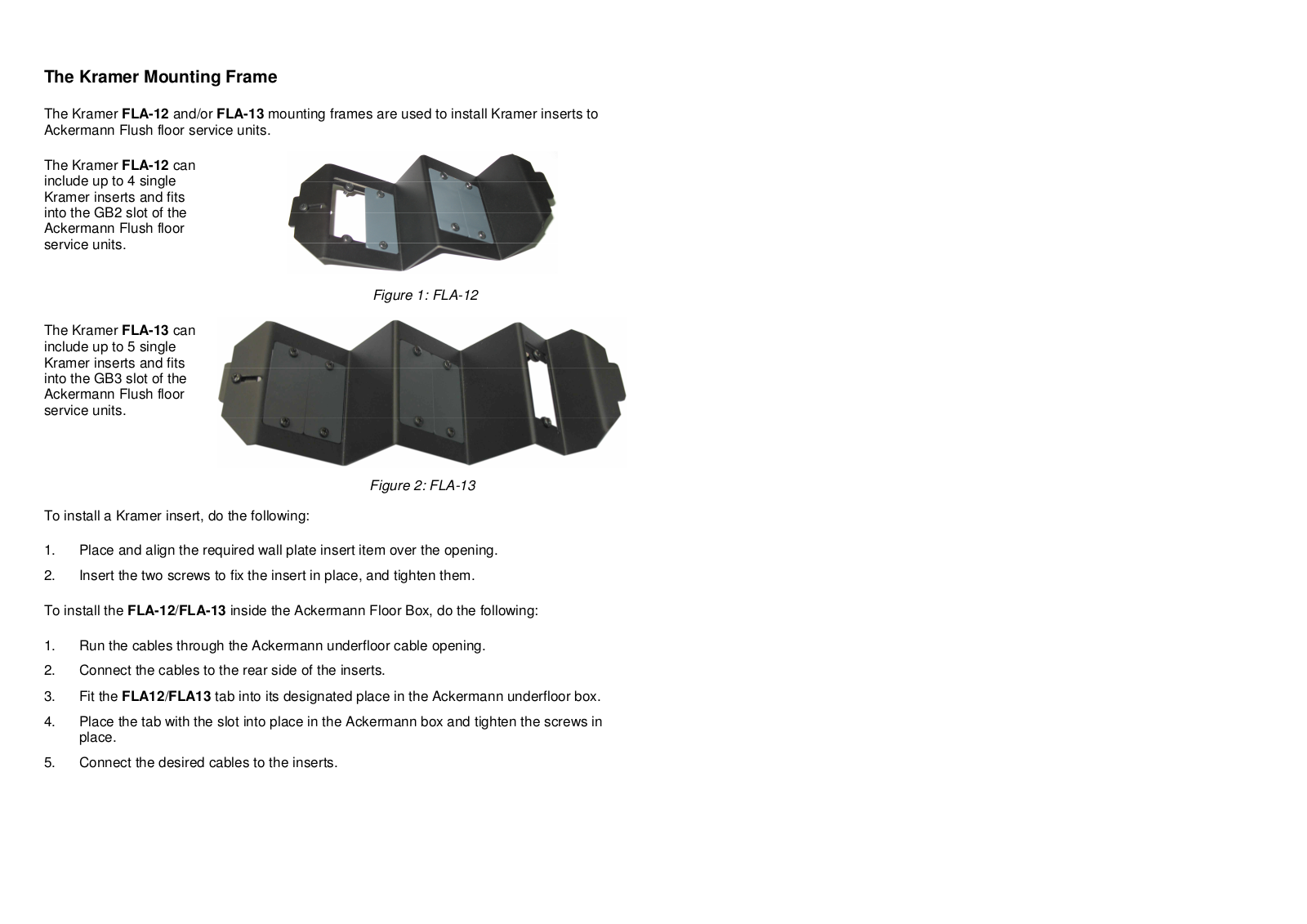 Kramer FLA-12, FLA-13 Installation Guide
