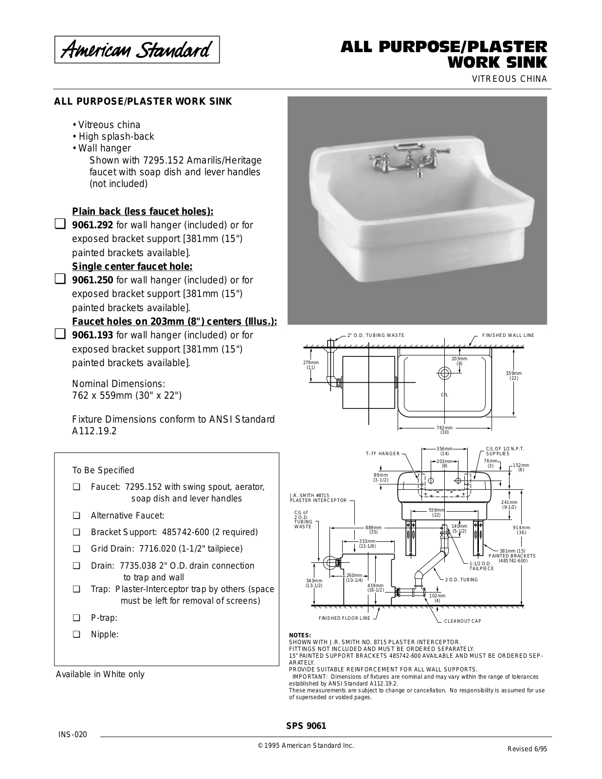 American Standard 9061.292, 9061.193, 9061.250 User Manual