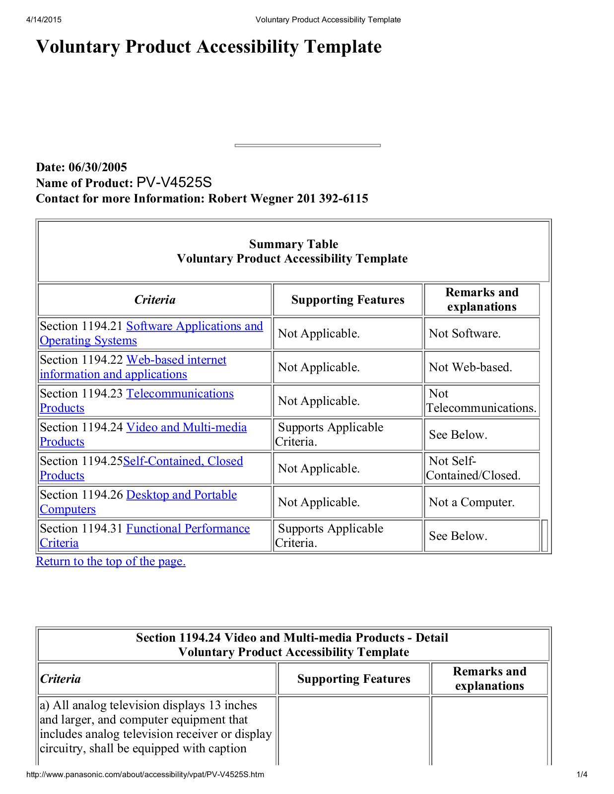 Panasonic PV-V4525S Instruction Manual