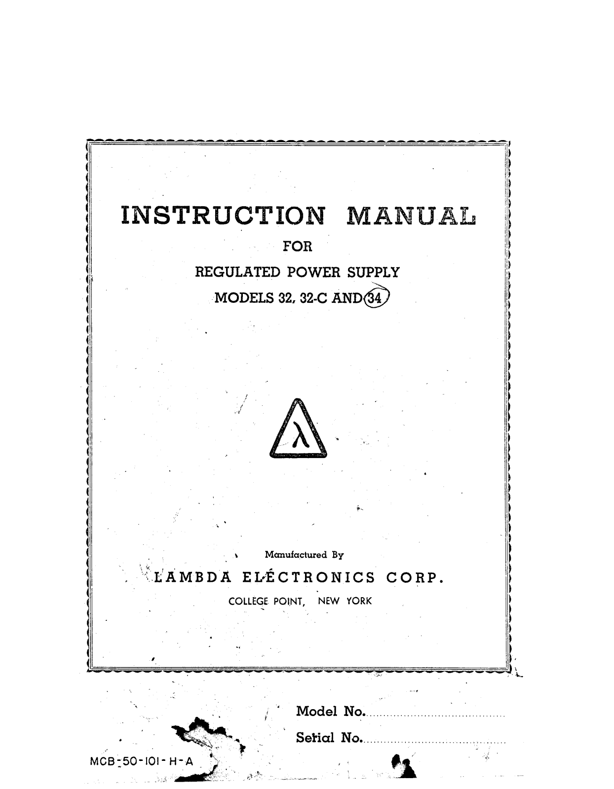 Lambda 34, 32-C, 32 Instruction Manual