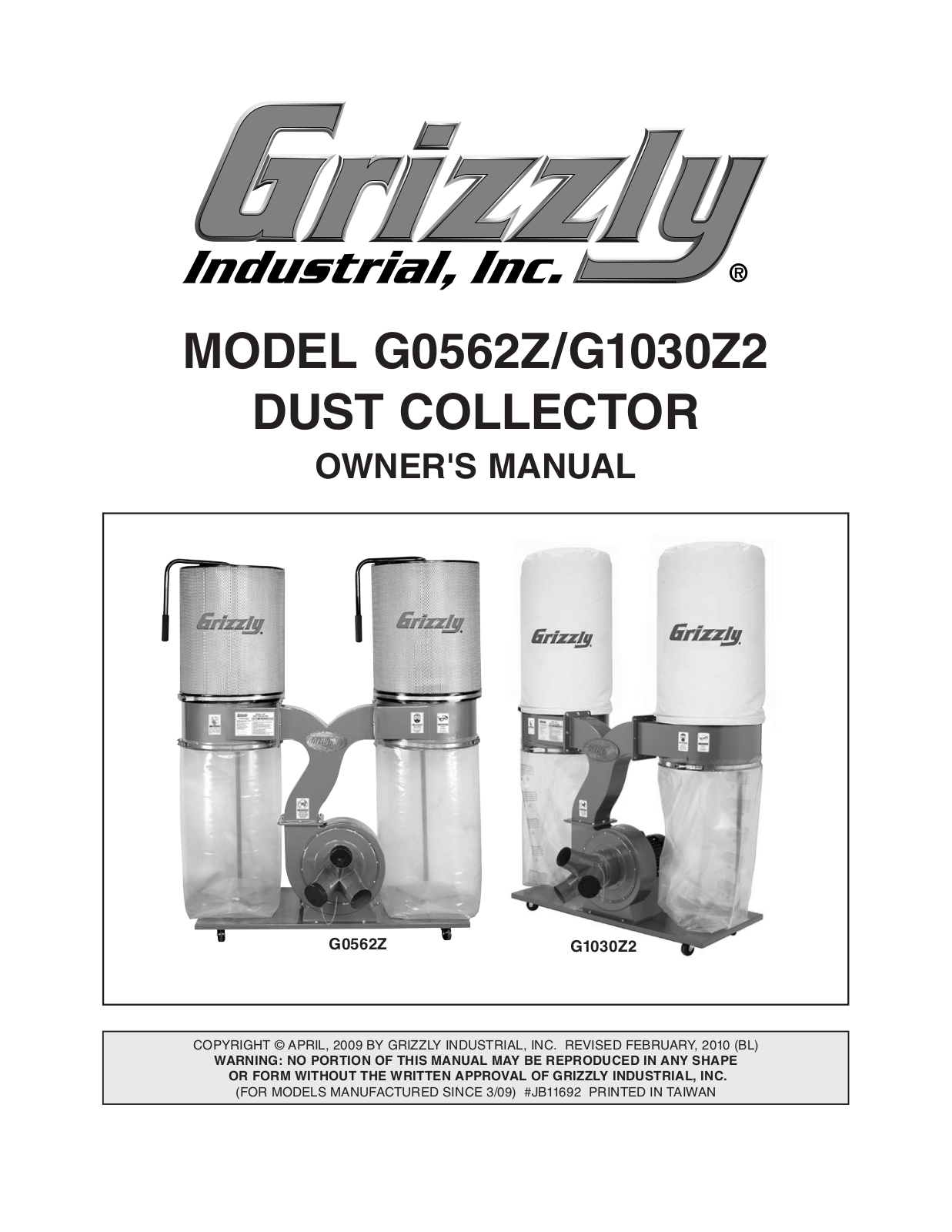 Grizzly G0562Z, G1030Z2 User Manual