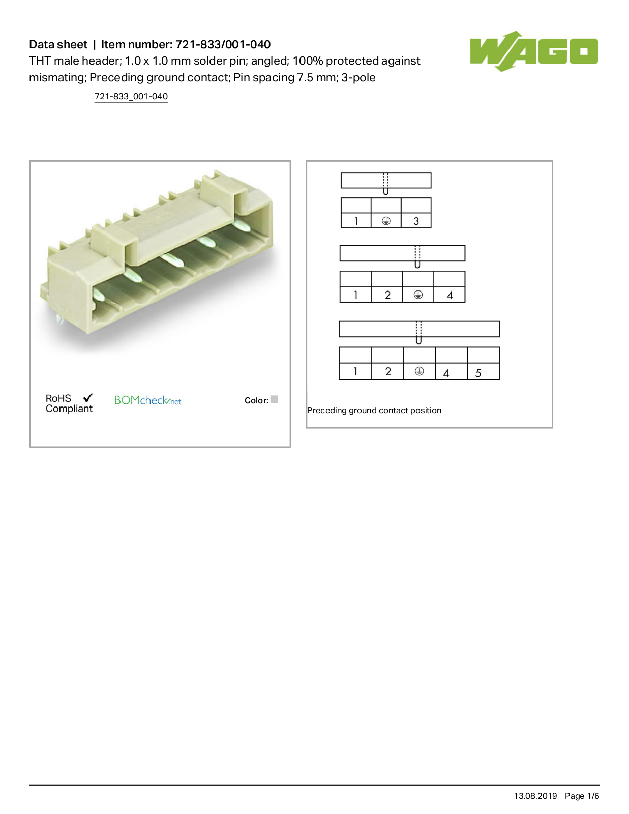 Wago 721-833/001-040 Data Sheet