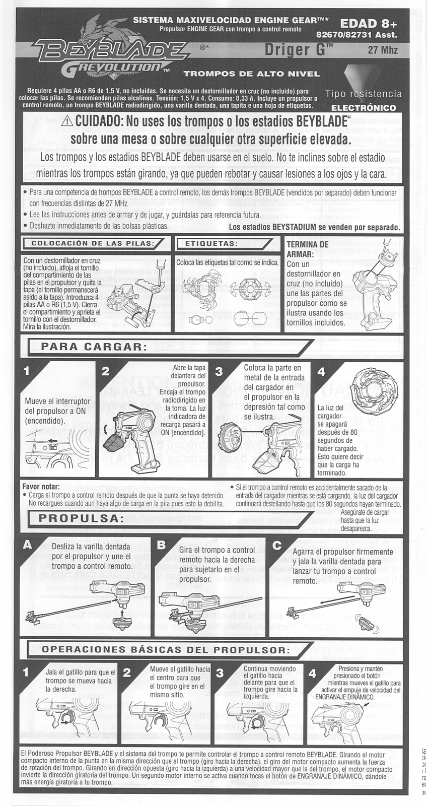 HASBRO Beyblade Grevolution Driger G 27 mhz User Manual