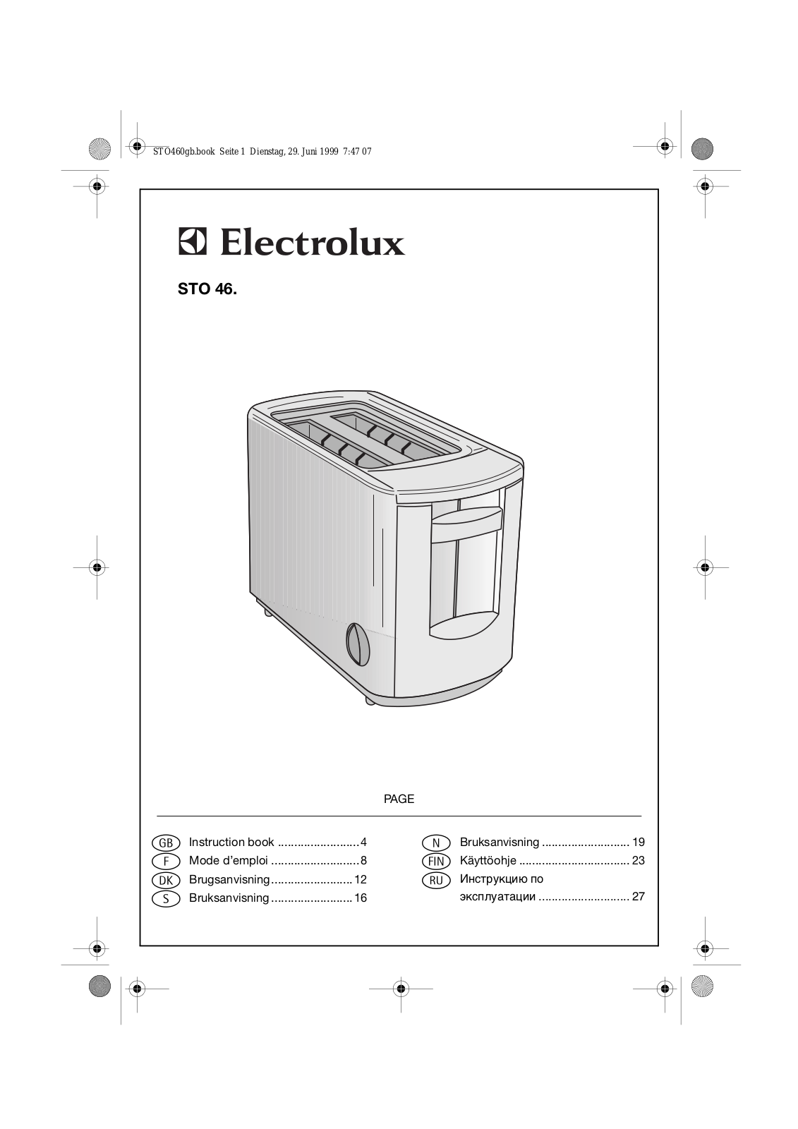 electrolux STO460 User Manual