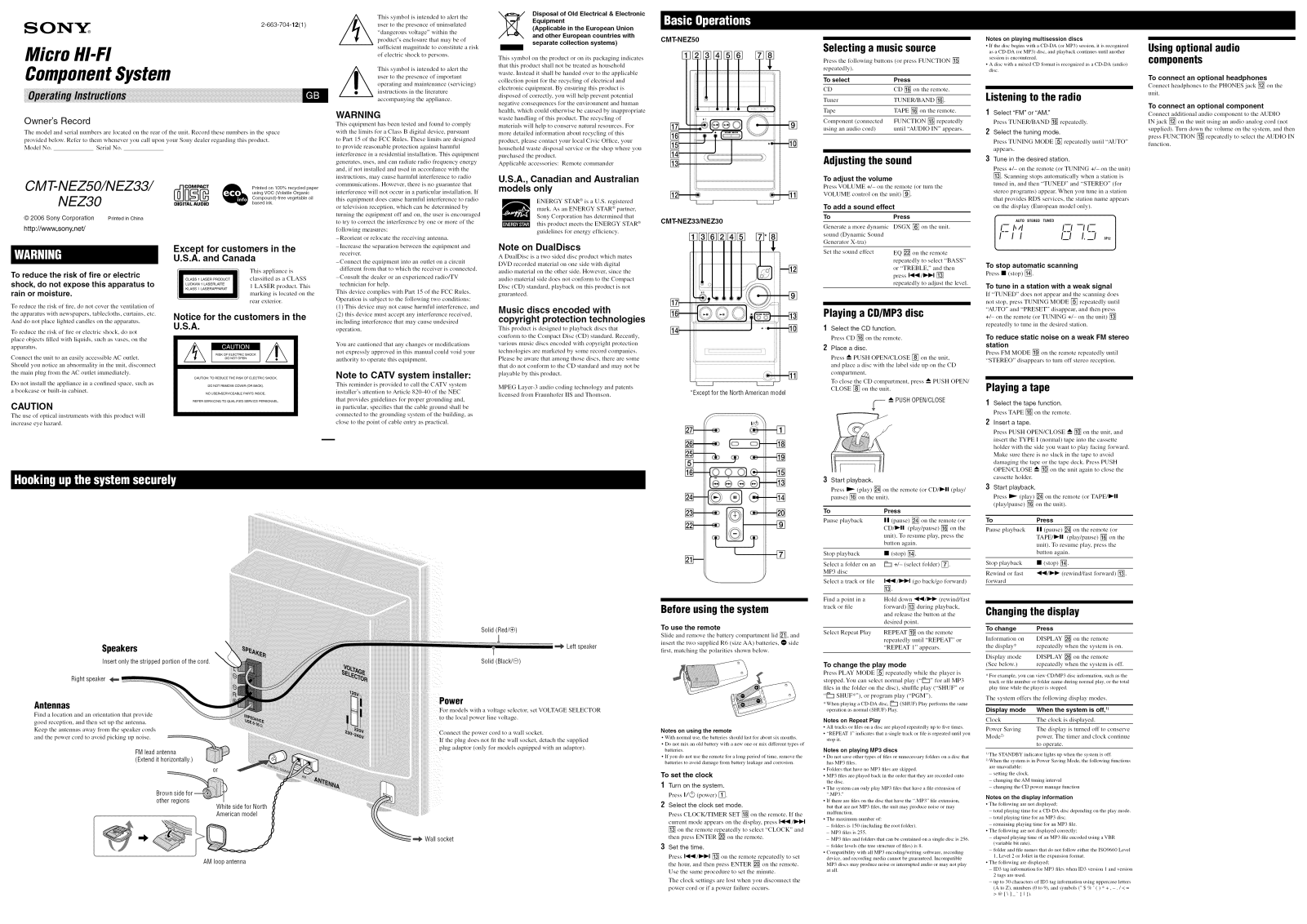 Sony HCDNEZ3 Owner’s Manual