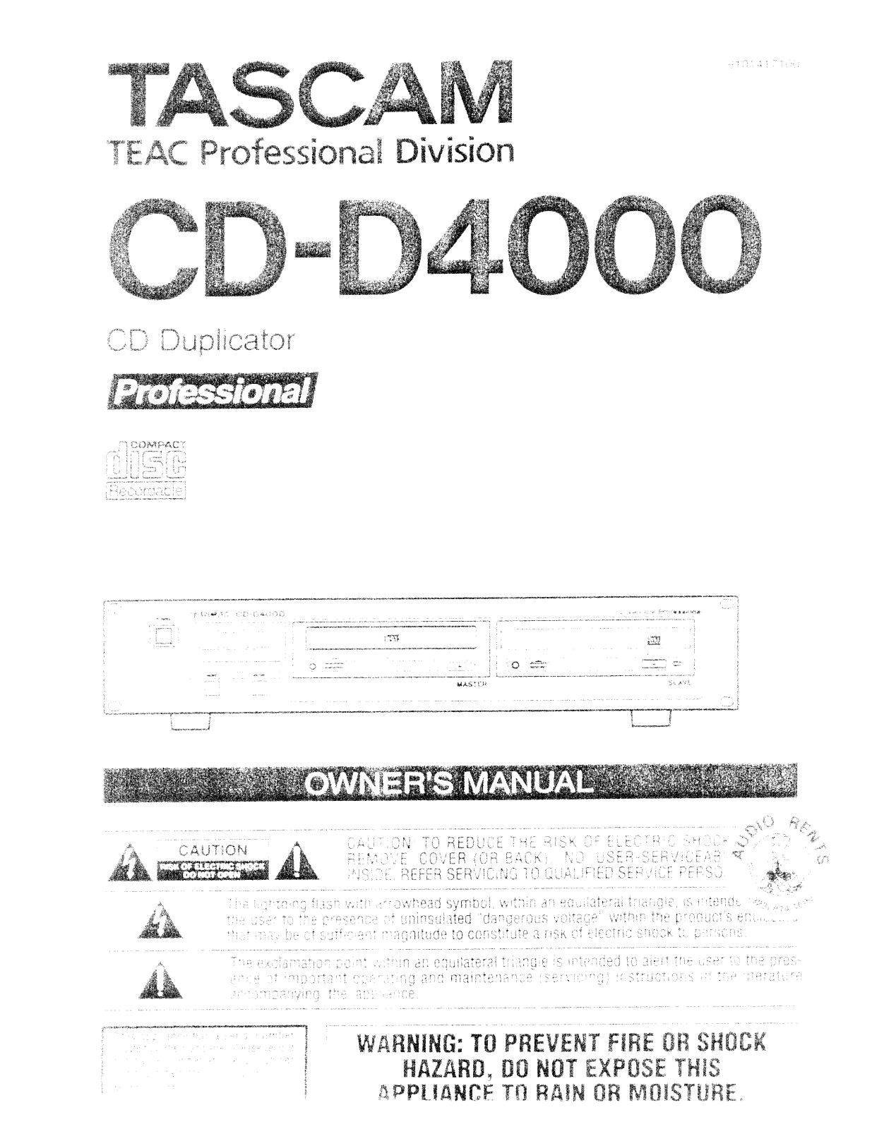 Tascam CD-D4000 User Manual