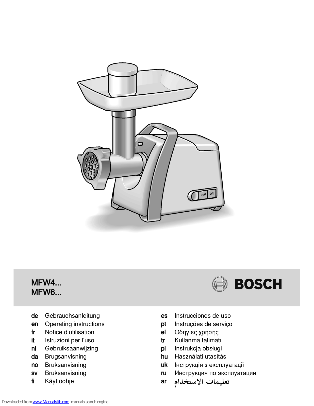 Bosch MFW4 Series, MFW6 Series, MFW45020, MFW66020, MFW67440 Operating Instructions Manual