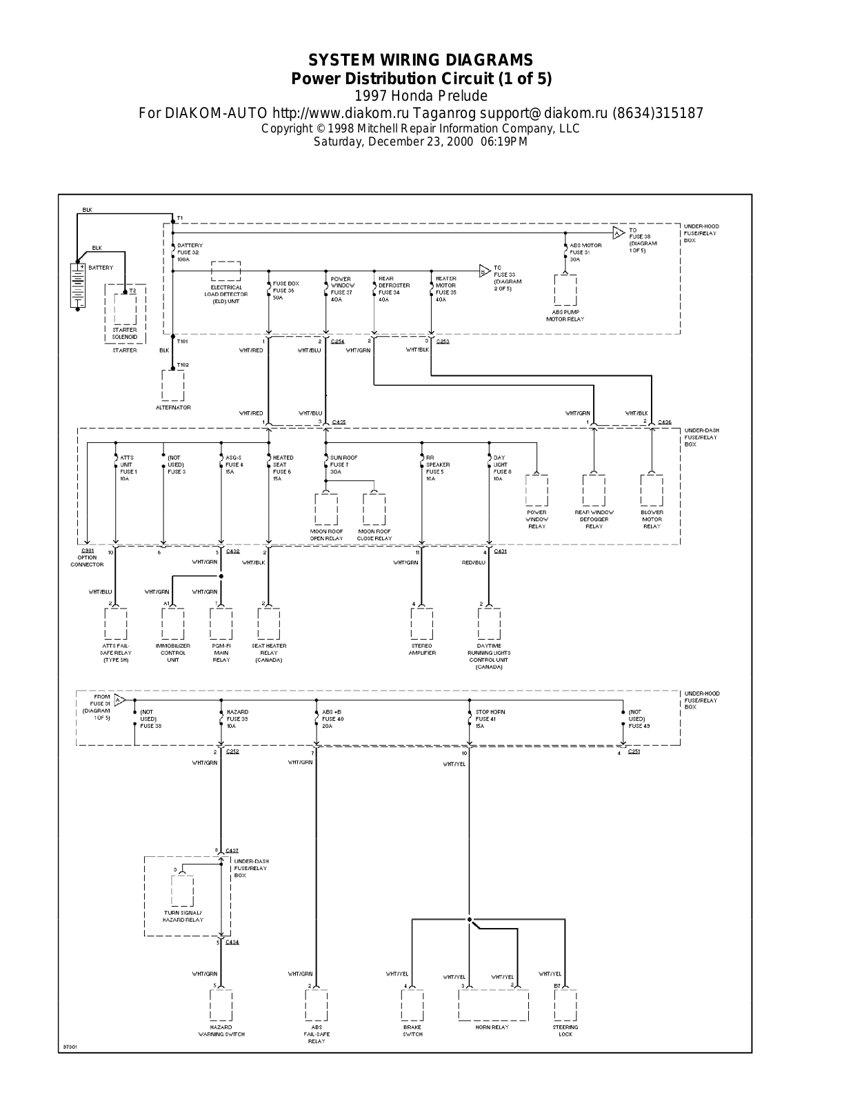 Honda Prelude 1997-1999 Wire Diagrams  17494