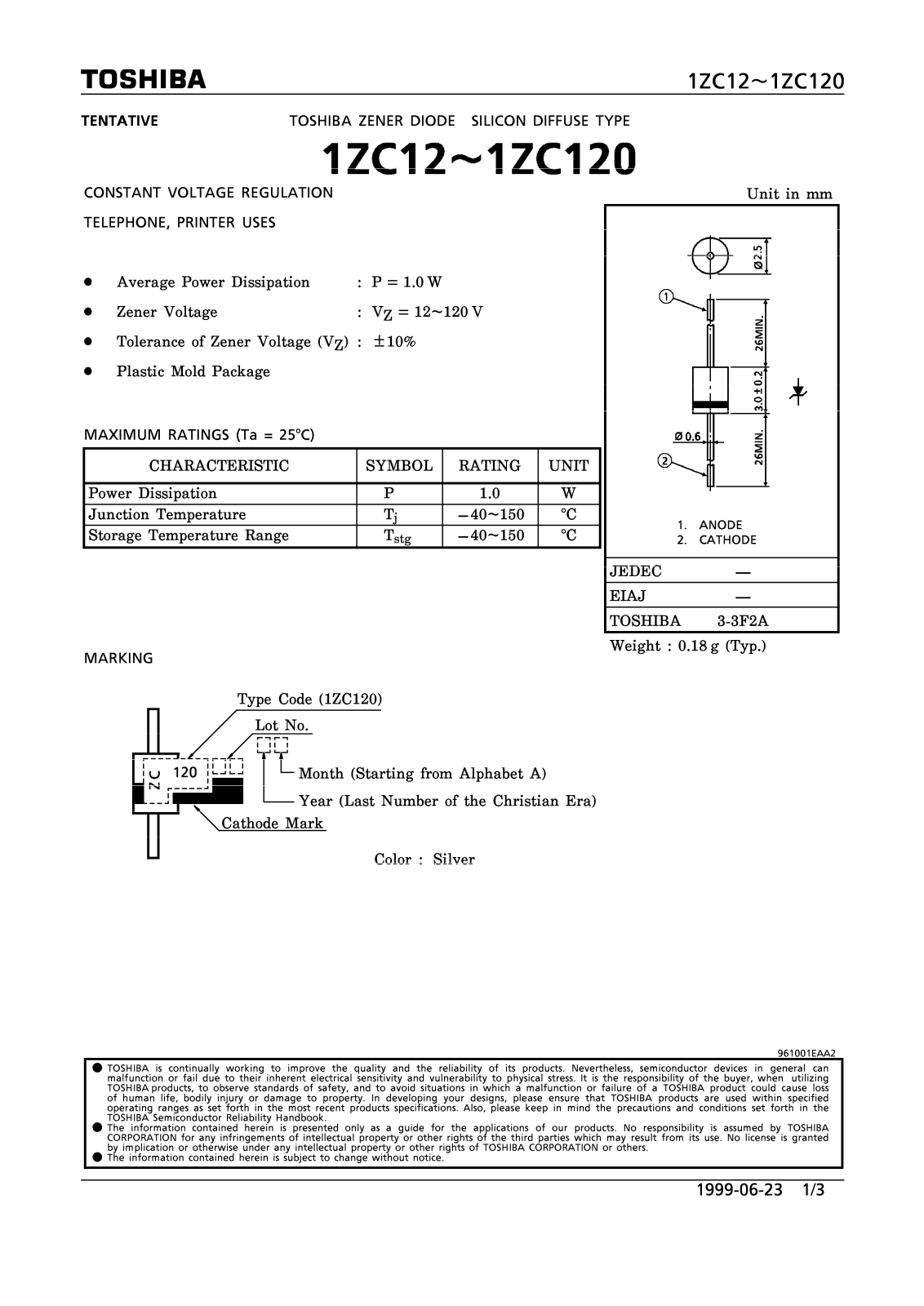 Toshiba 2ZC33, 2ZC39, 2ZC36 Datasheet