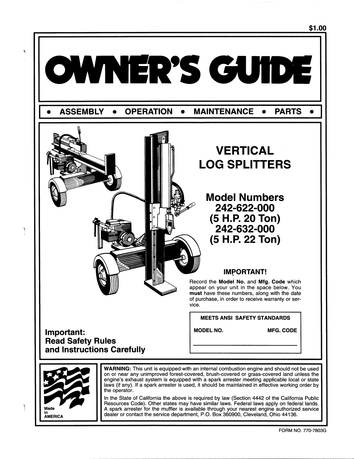 MTD 242-622-000 User Manual