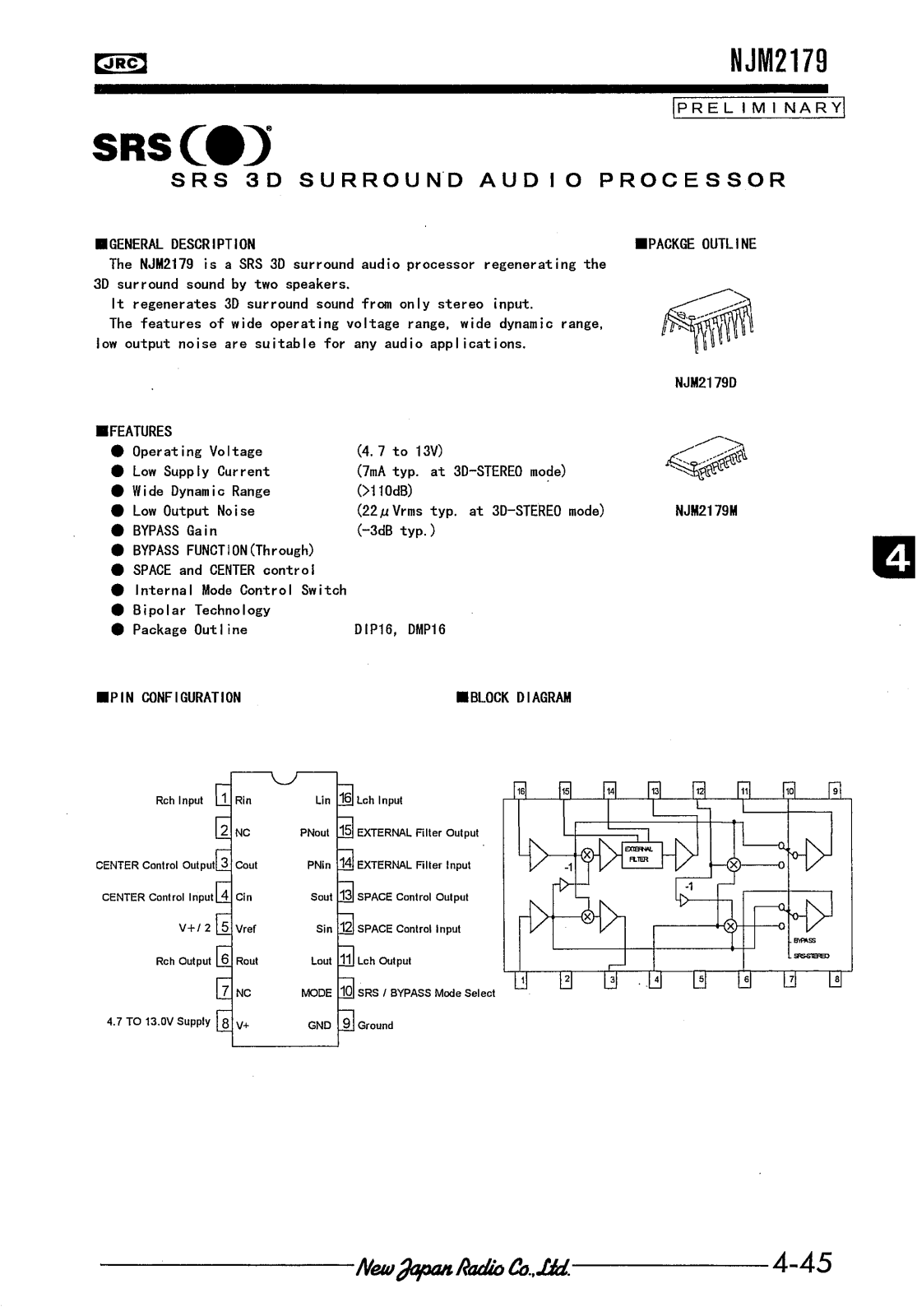 JRC NJM2179D, NJM2179M Datasheet