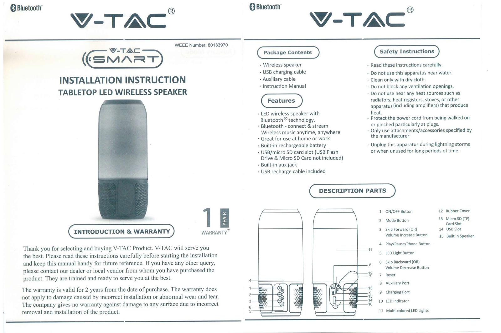 Vtac VT-7456 Instruction Manual