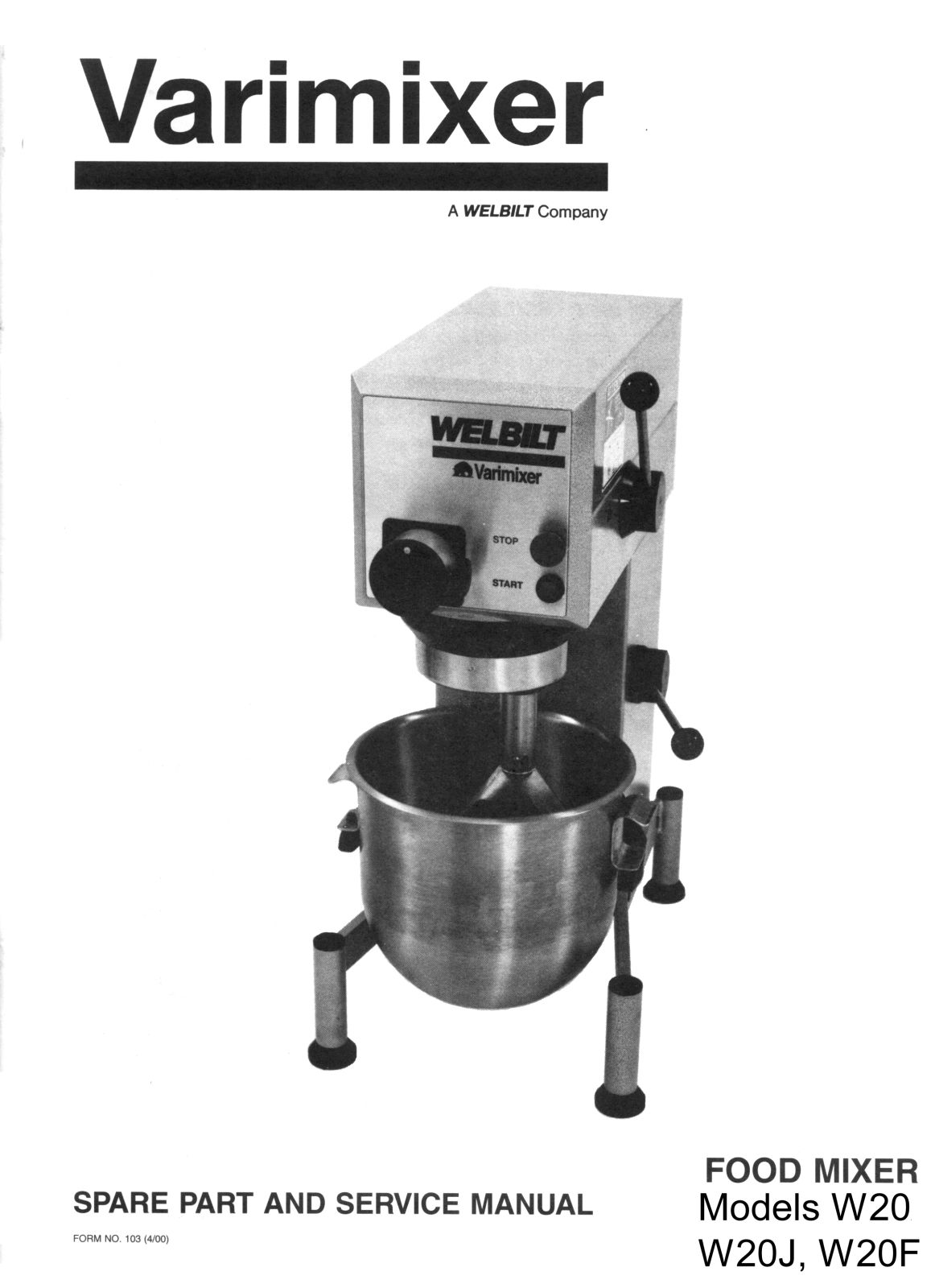 Varimixer W20-2 Service Manual