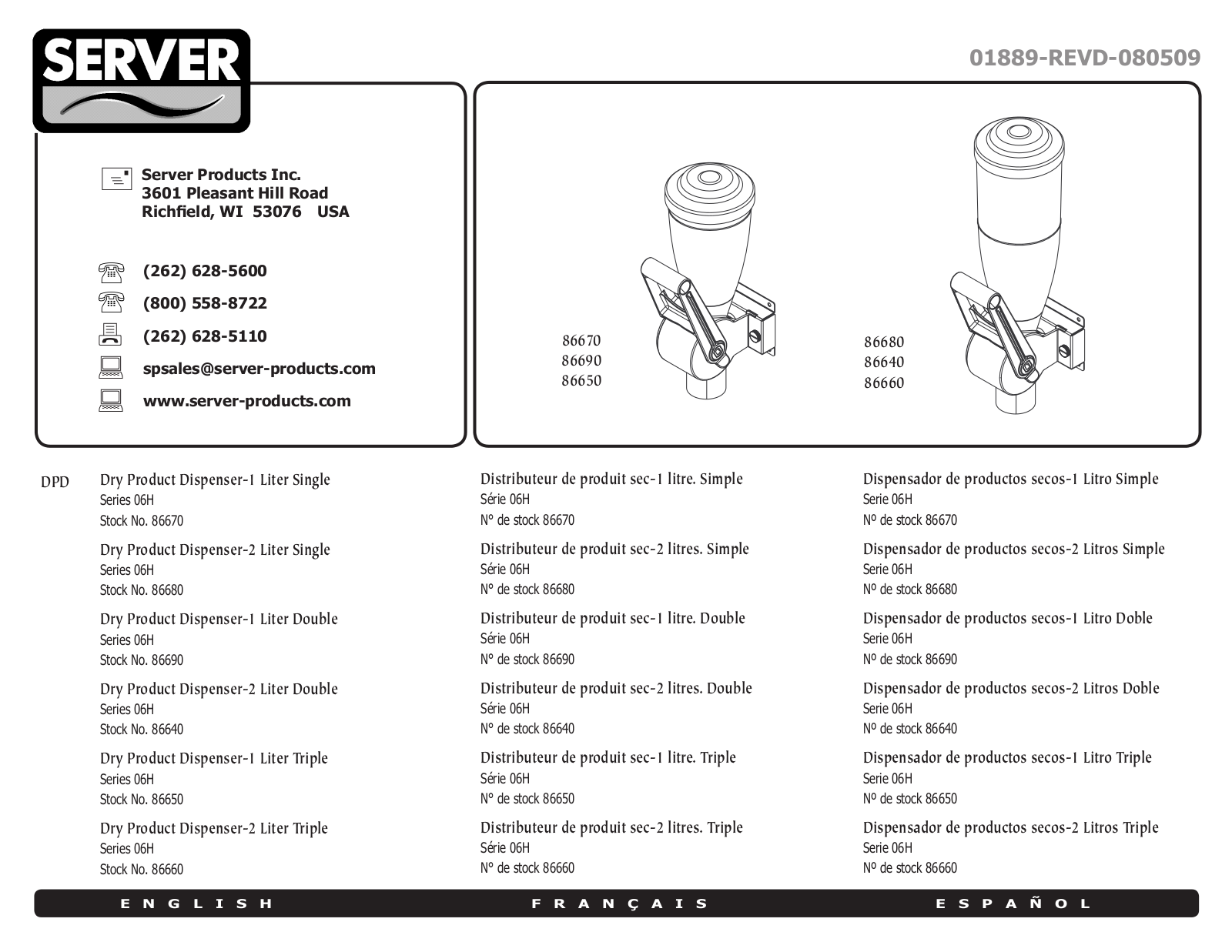 Server Products DPD Double 2L 86640 User Manual