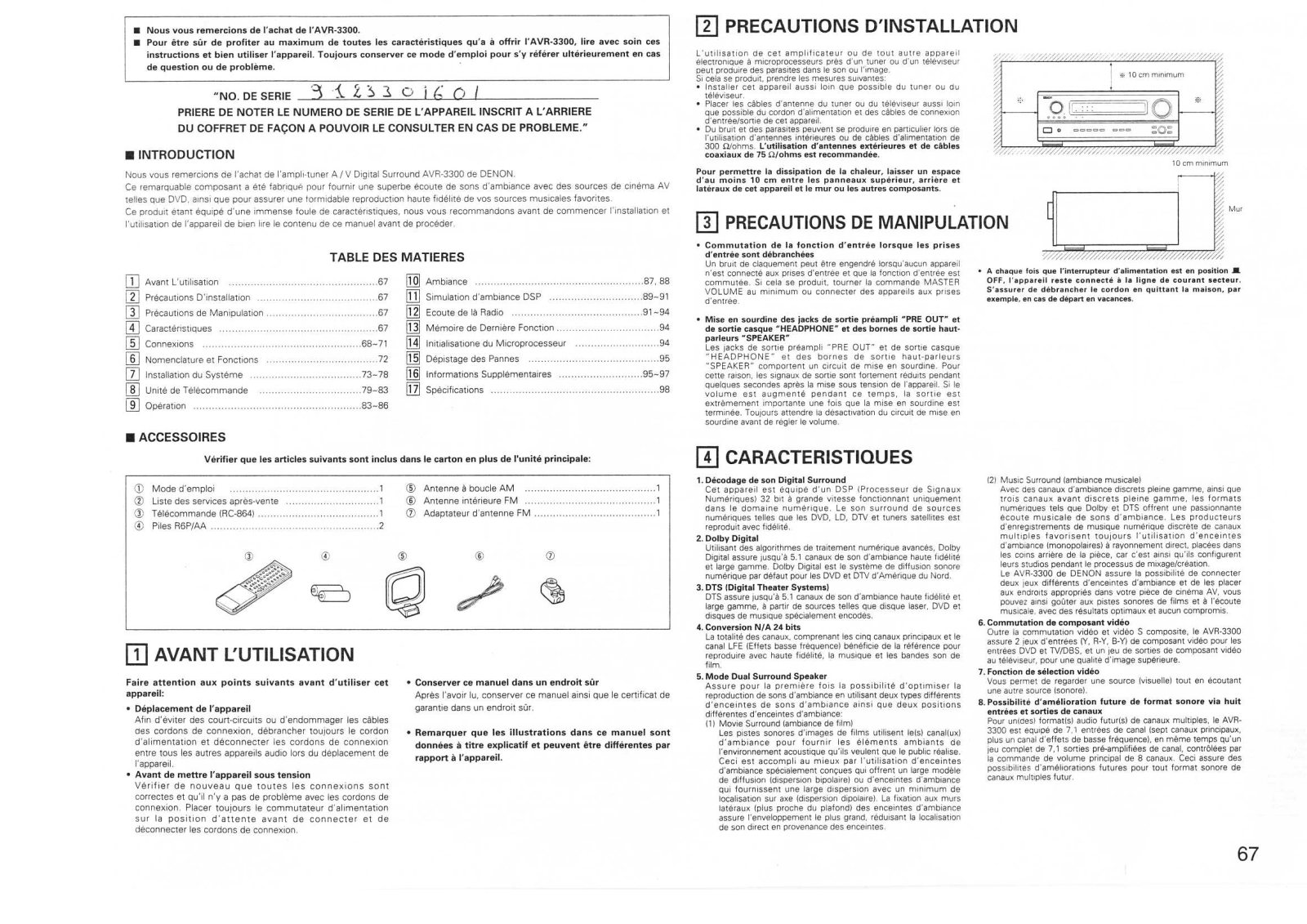 DENON AVR-3300 User Manual