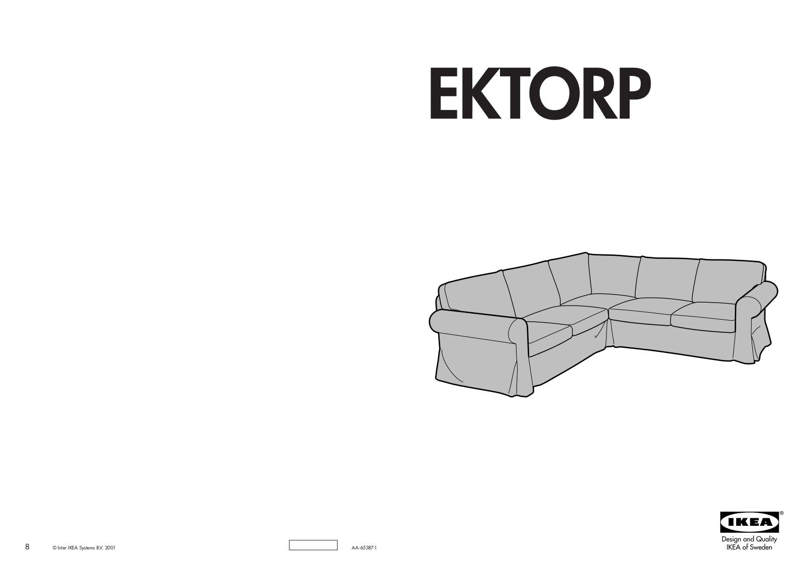 IKEA EKTORP CORNER SOFA COVER 2+2 Assembly Instruction