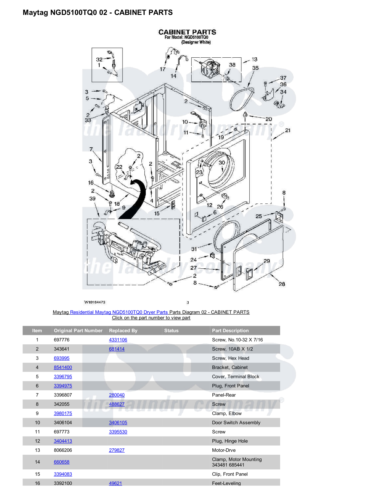 Maytag NGD5100TQ0 Parts Diagram