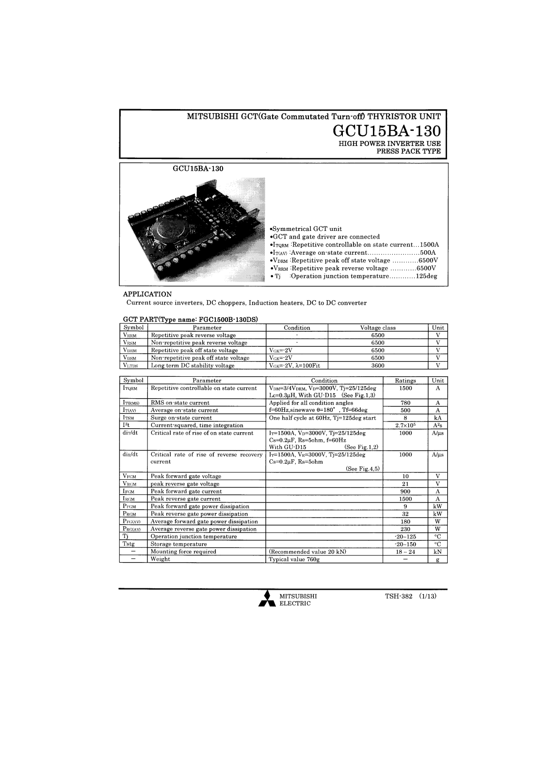 POWEREX GCU15BA-130 Datasheet