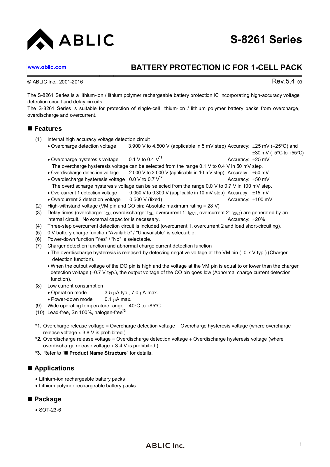 Datasheet S-8261ACKMD-G4KT2U Specification - ManualMachine.com