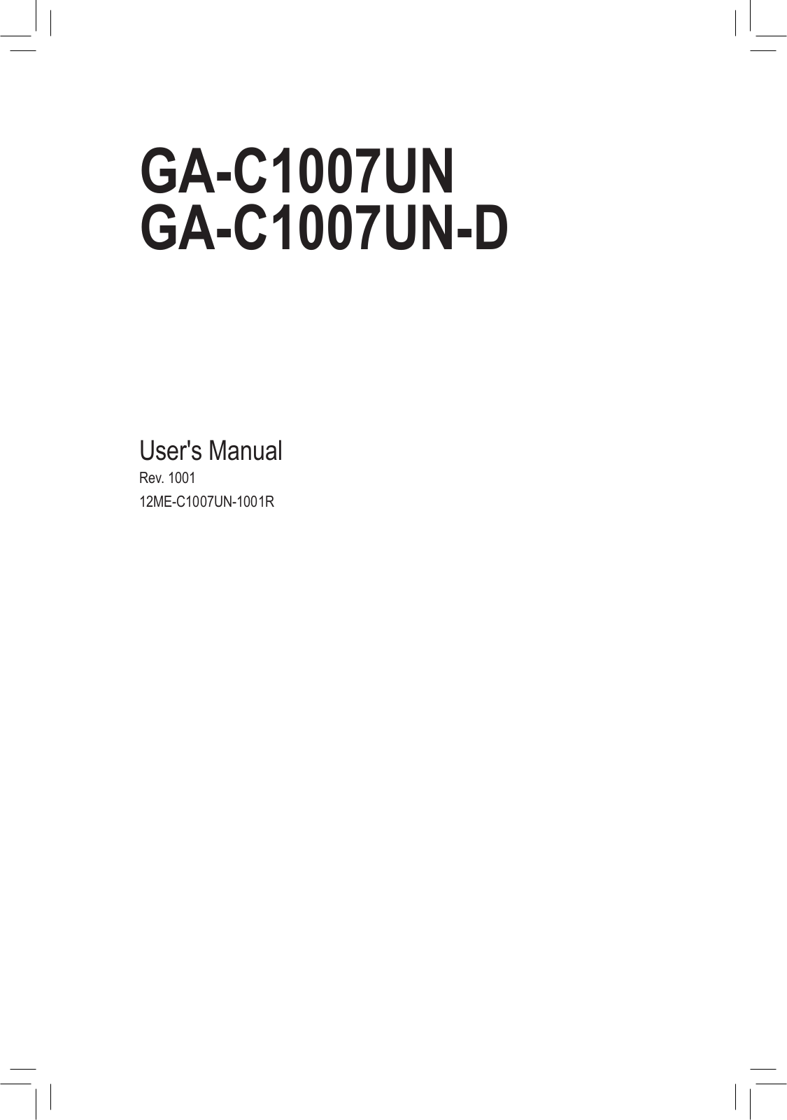 GIGABYTE GA-C1007UN-D Owner's Manual