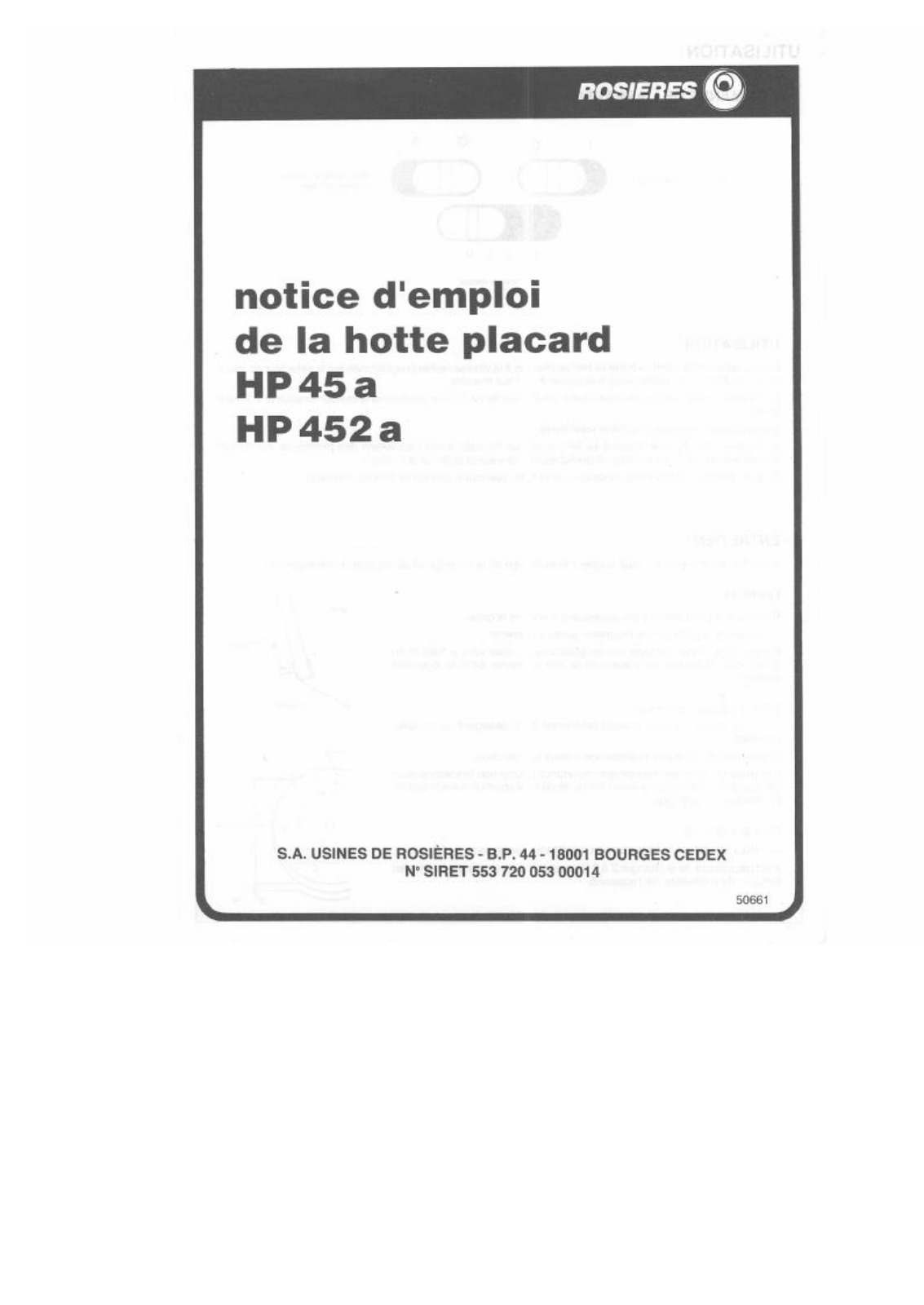 Rosieres HP 452 A, HP 45 A User Manual