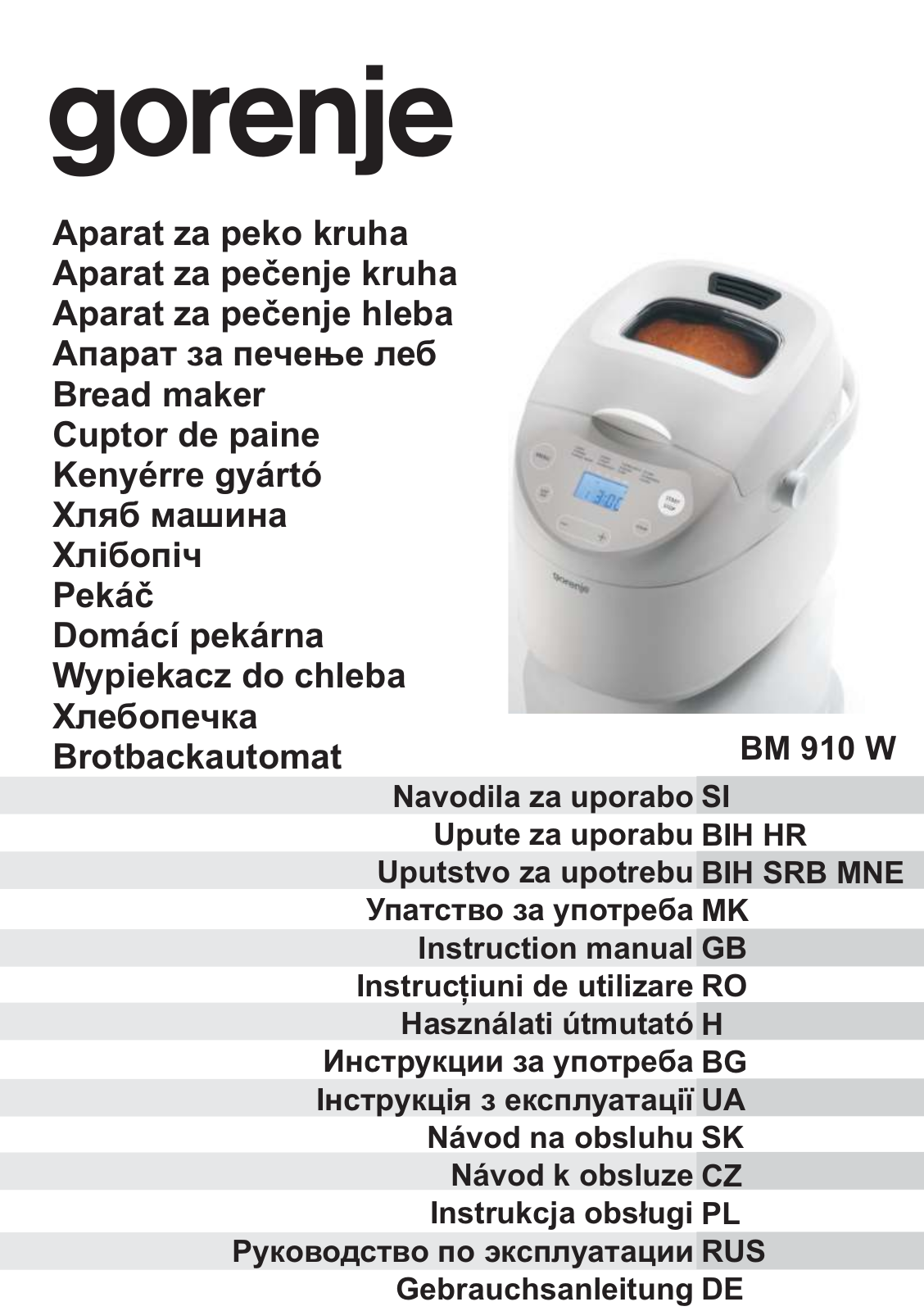 Gorenje BM910WII, BM910W User Manual