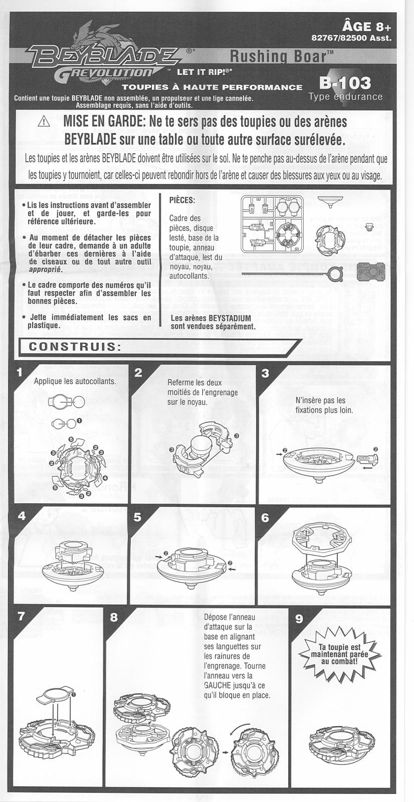 HASBRO Beyblade Grevolution Rushing Boar B103 User Manual