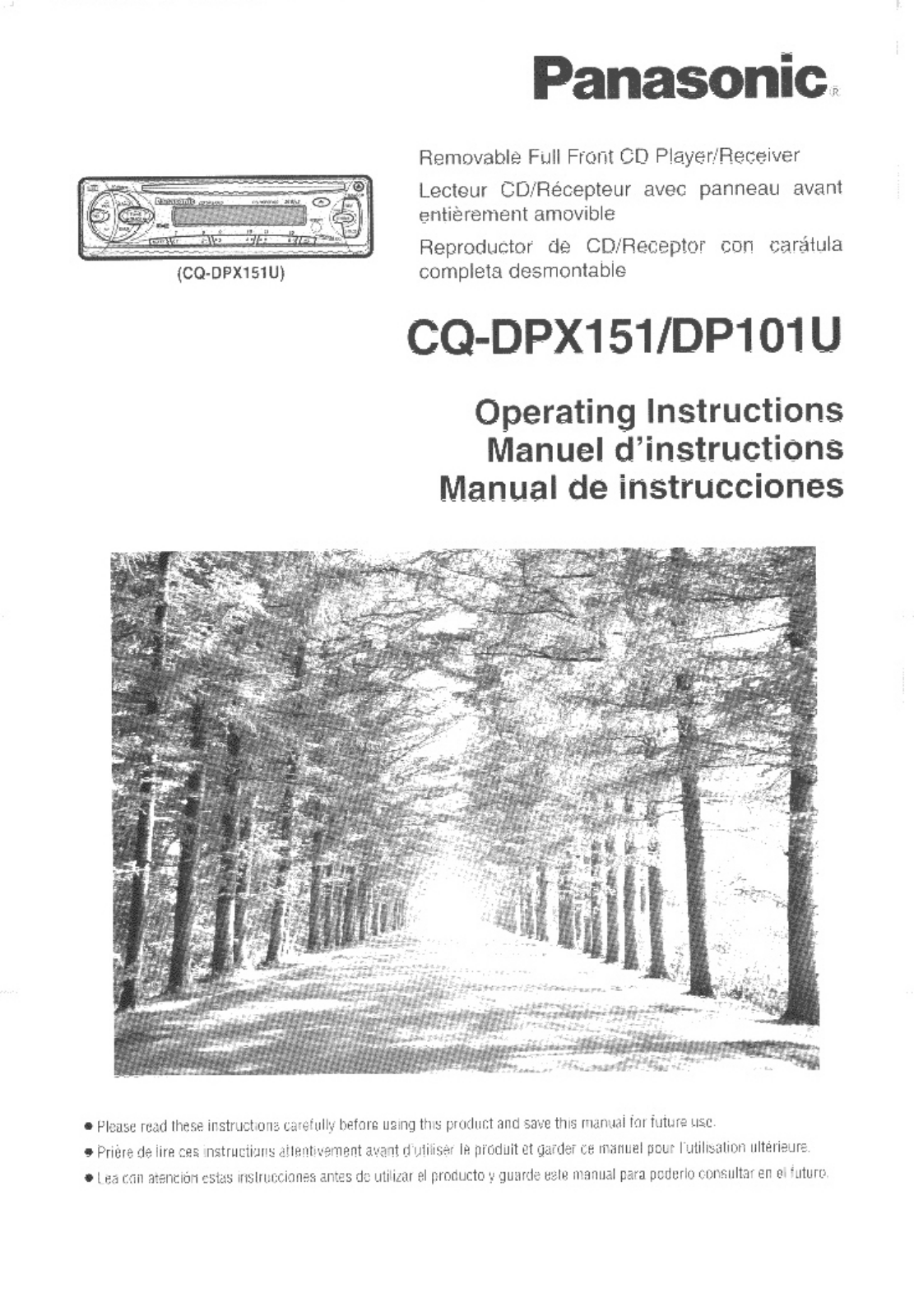 Panasonic cq-dpx151 Operation Manual