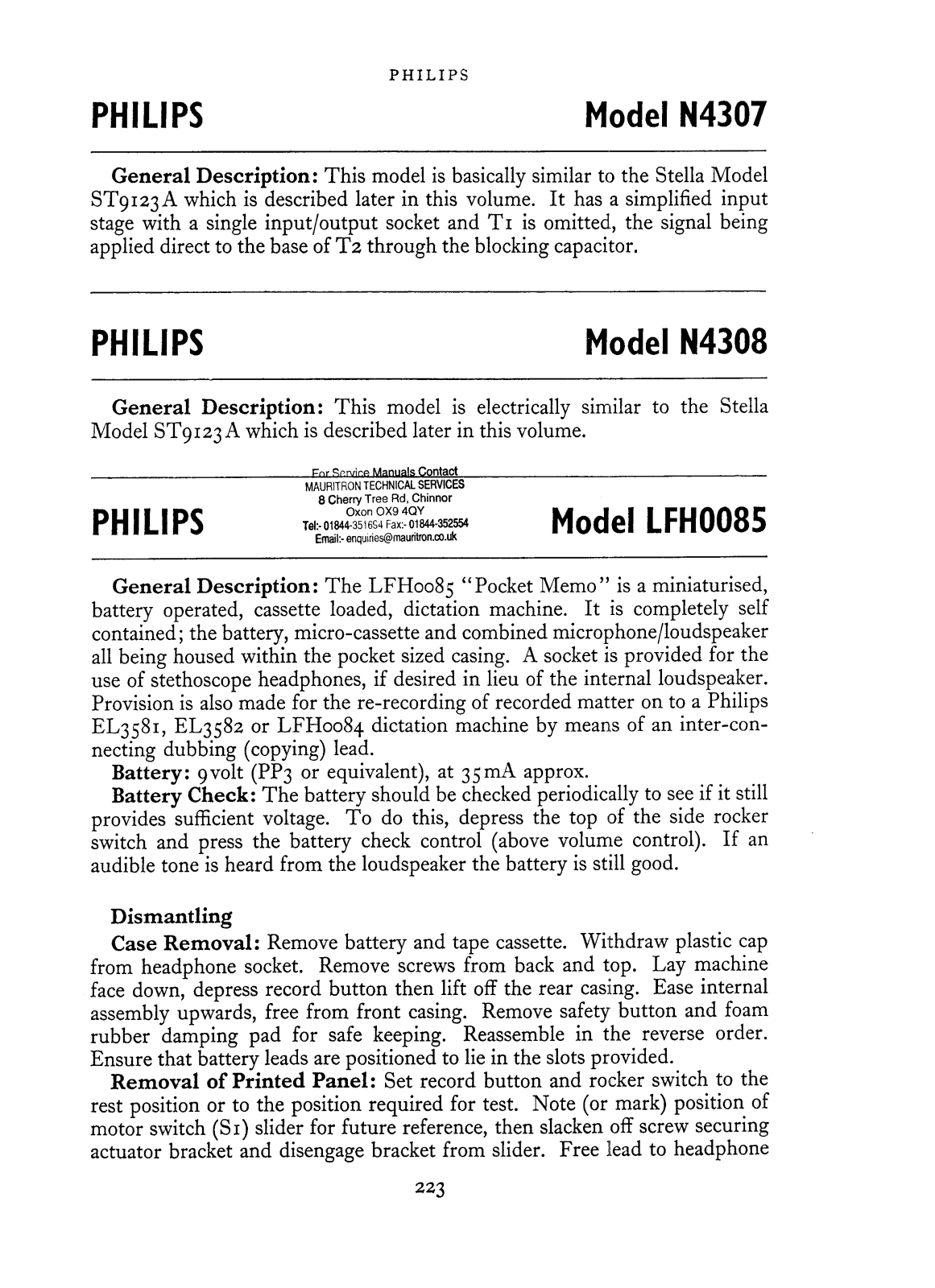 Philips N-4307 Service manual