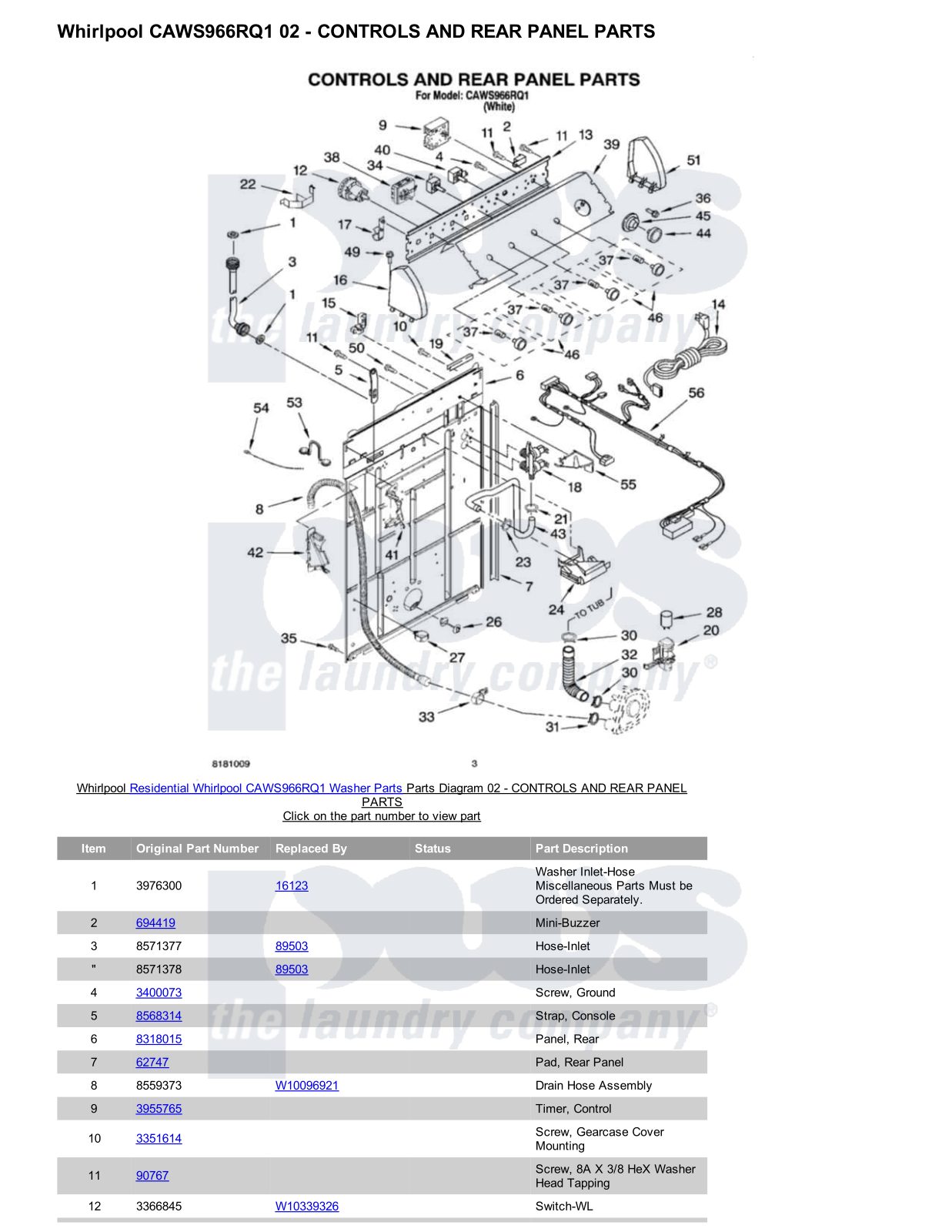 Whirlpool CAWS966RQ1 Parts Diagram