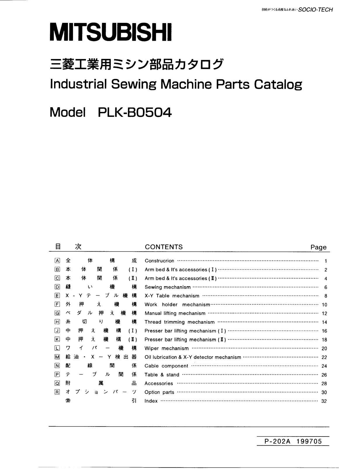 MITSUBISHI PLK-B0504 Parts List