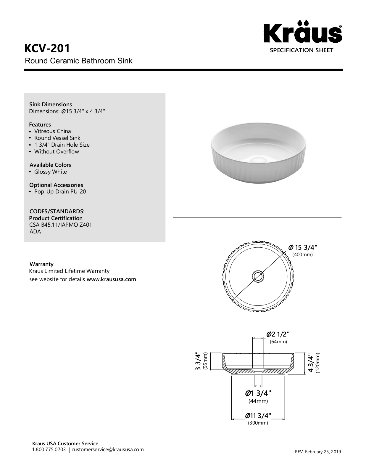 Kraus W001035465 Specifications - ManualMachine.com