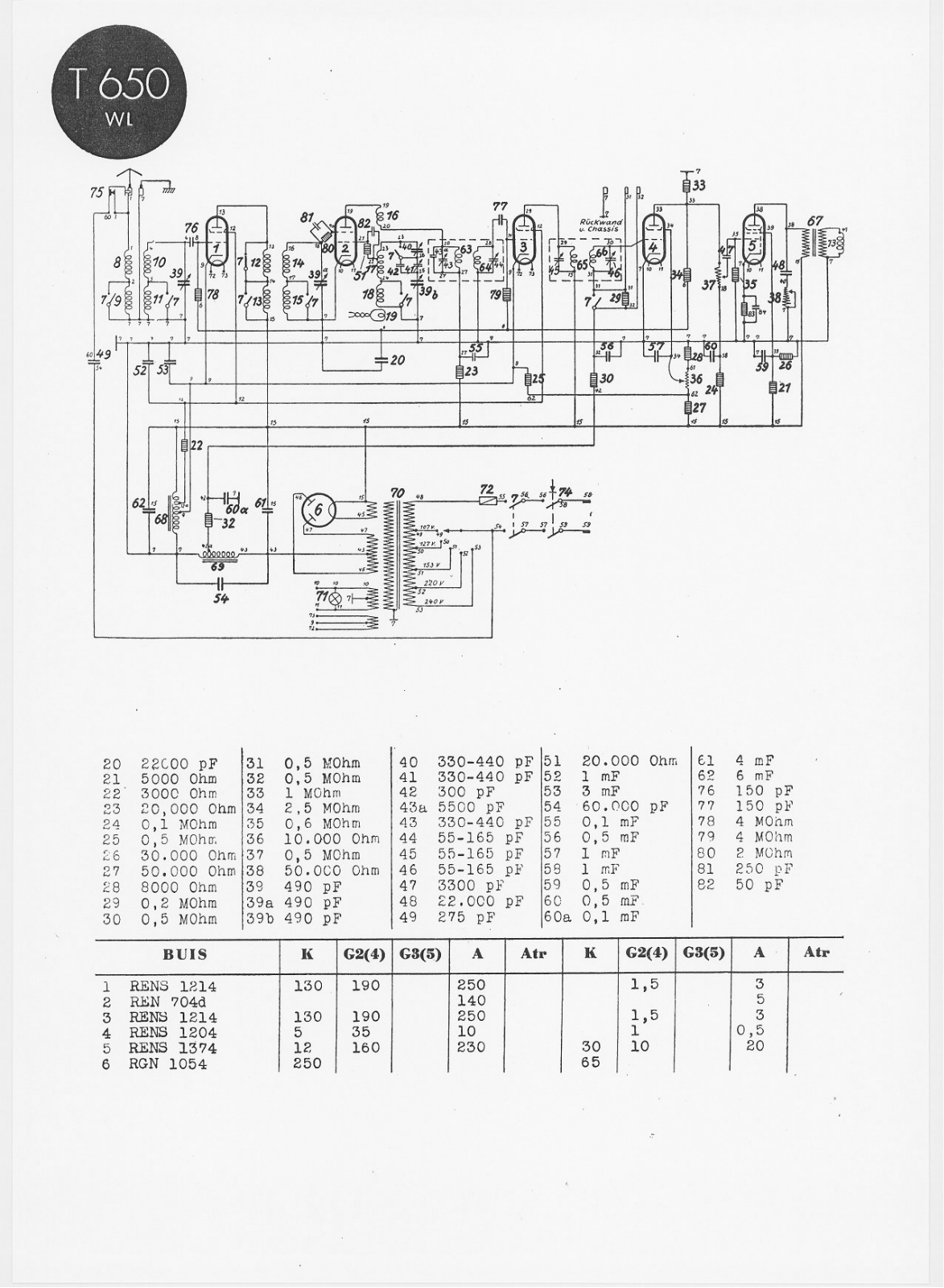 Telefunken 650-WL Schematic