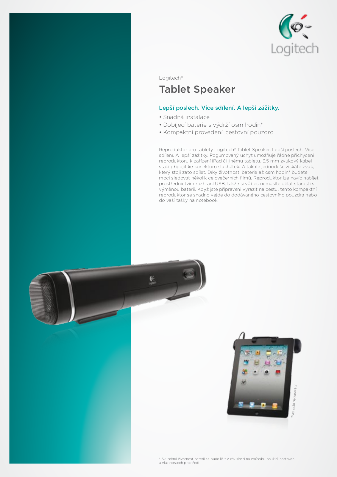 Logitech Tablet speaker User Manual