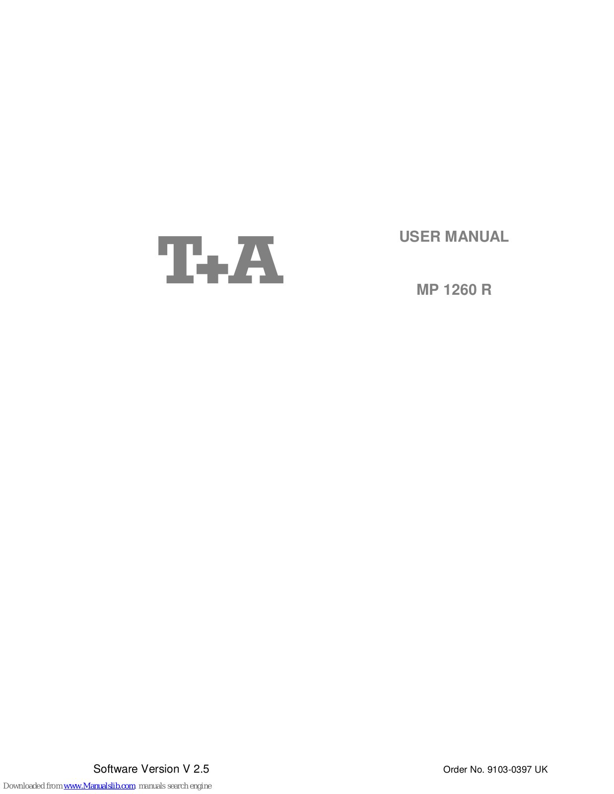 T+A Elektroakustik MP1260R User Manual