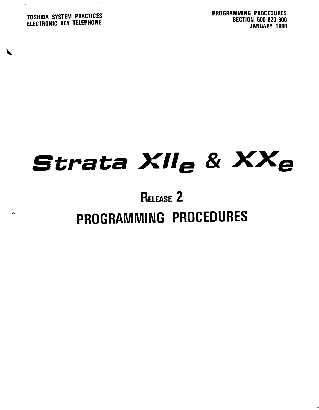 Toshiba Strata XIIe, Strata XXe Service Manual