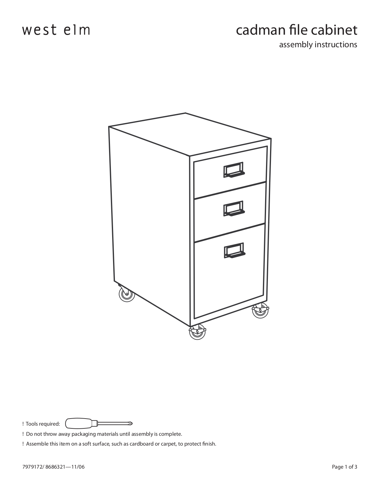 West Elm Cadman File Cabinet Assembly Instruction