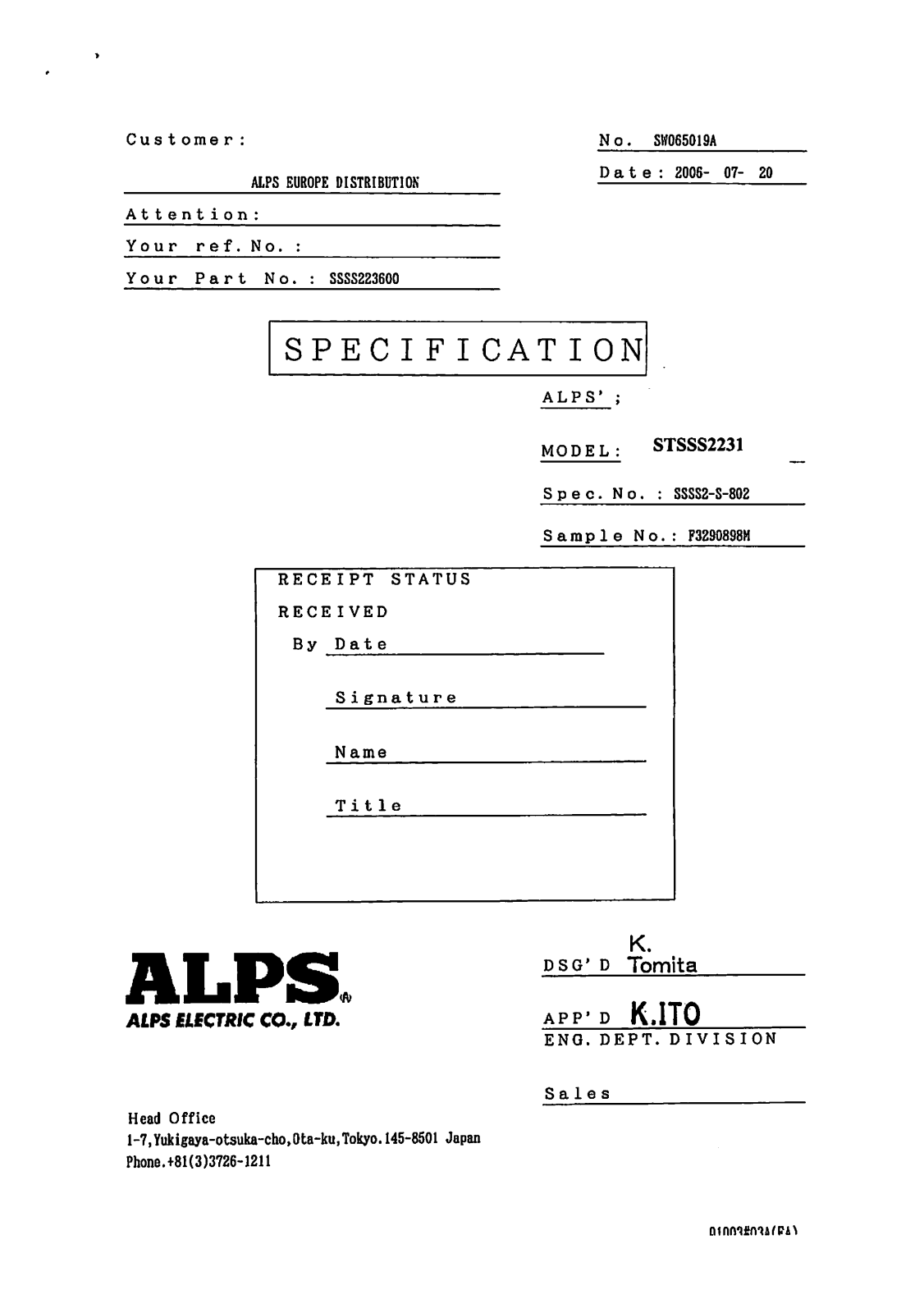 Datasheet STSSS2231 Datasheet (ALPS) - ManualMachine.com