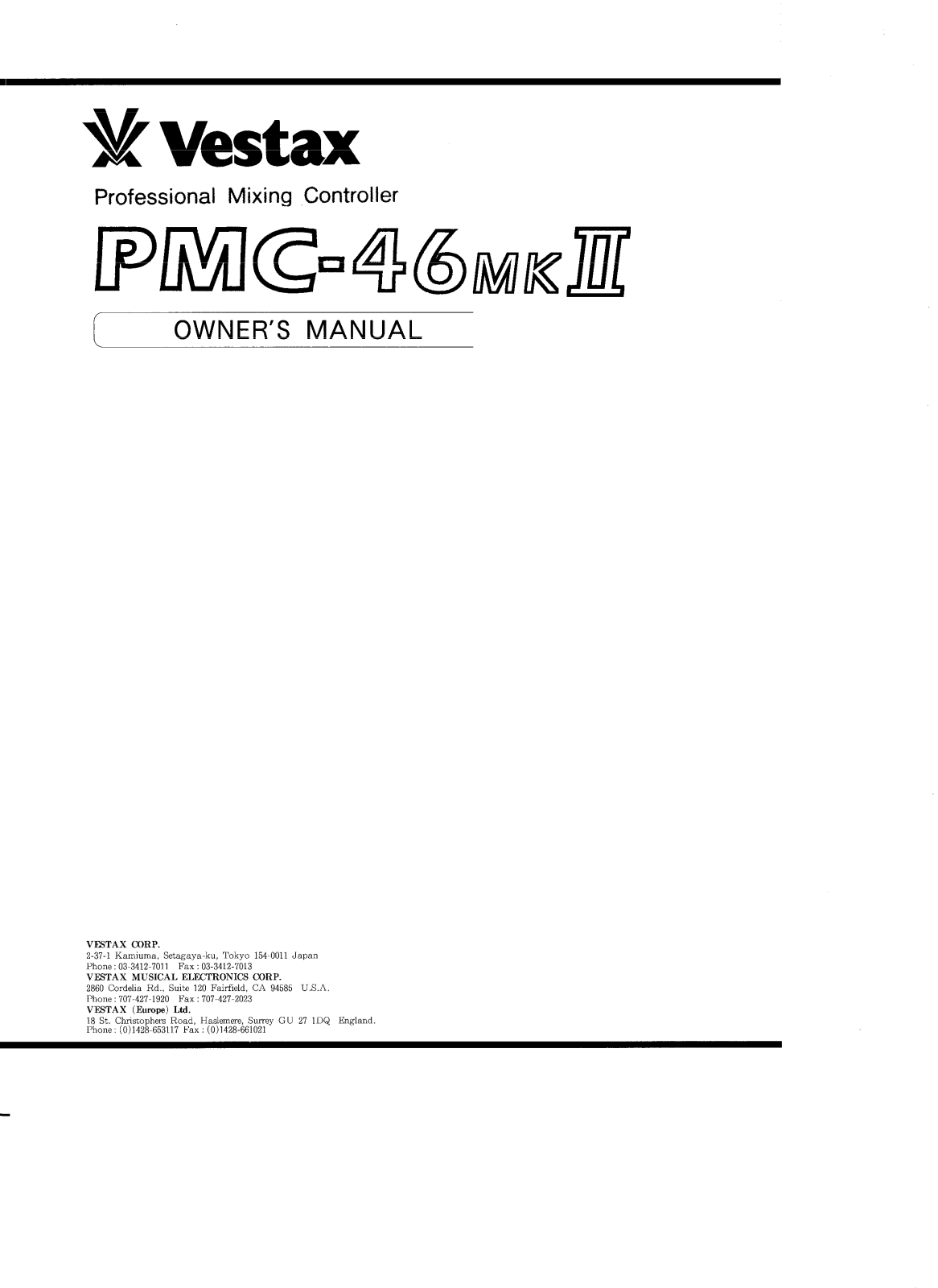 Vestax PMC-46MKII User Manual