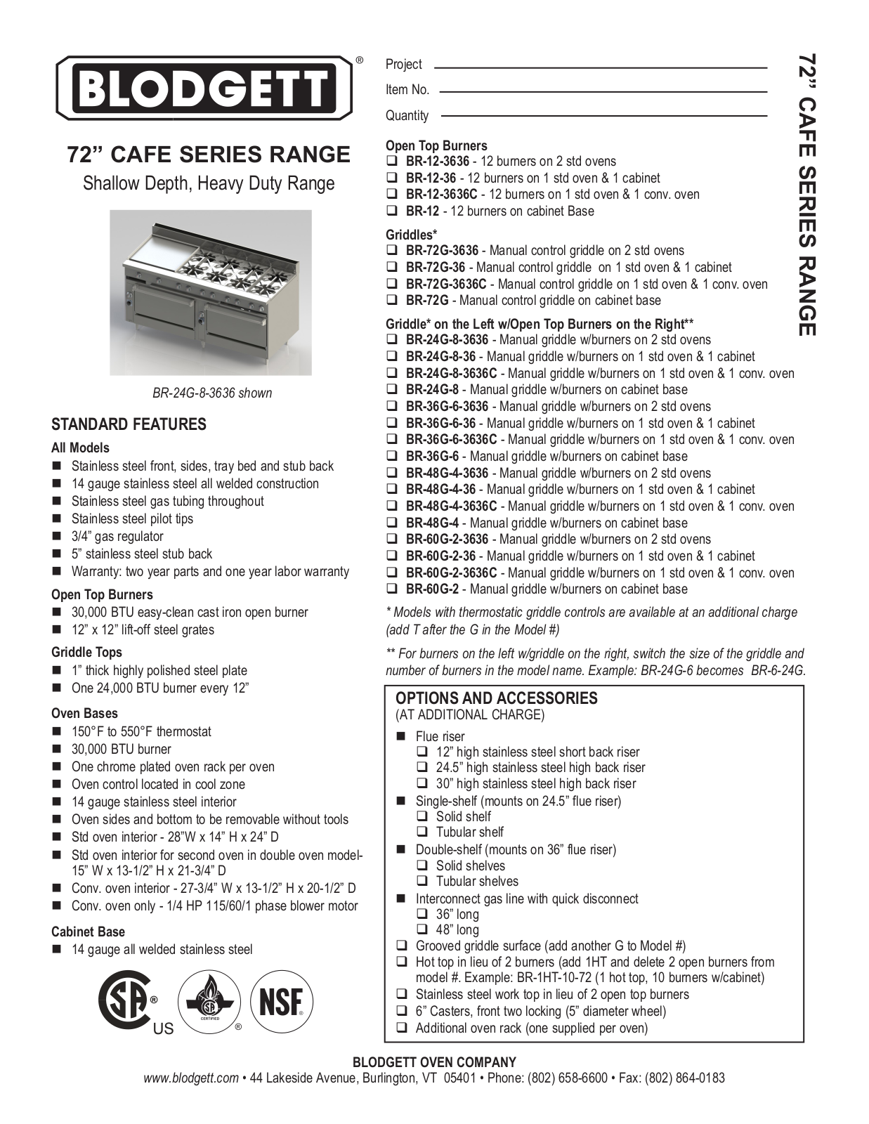 Blodgett BR-12 User Manual