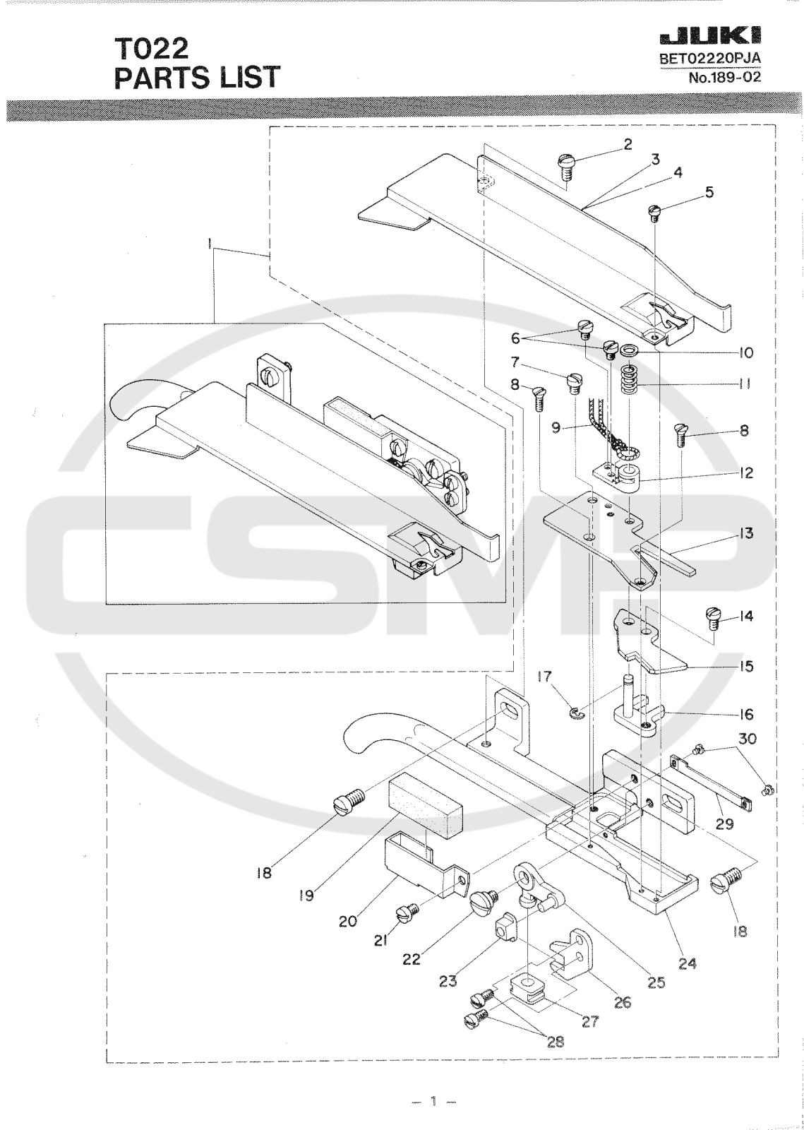 Juki T022 Parts Book