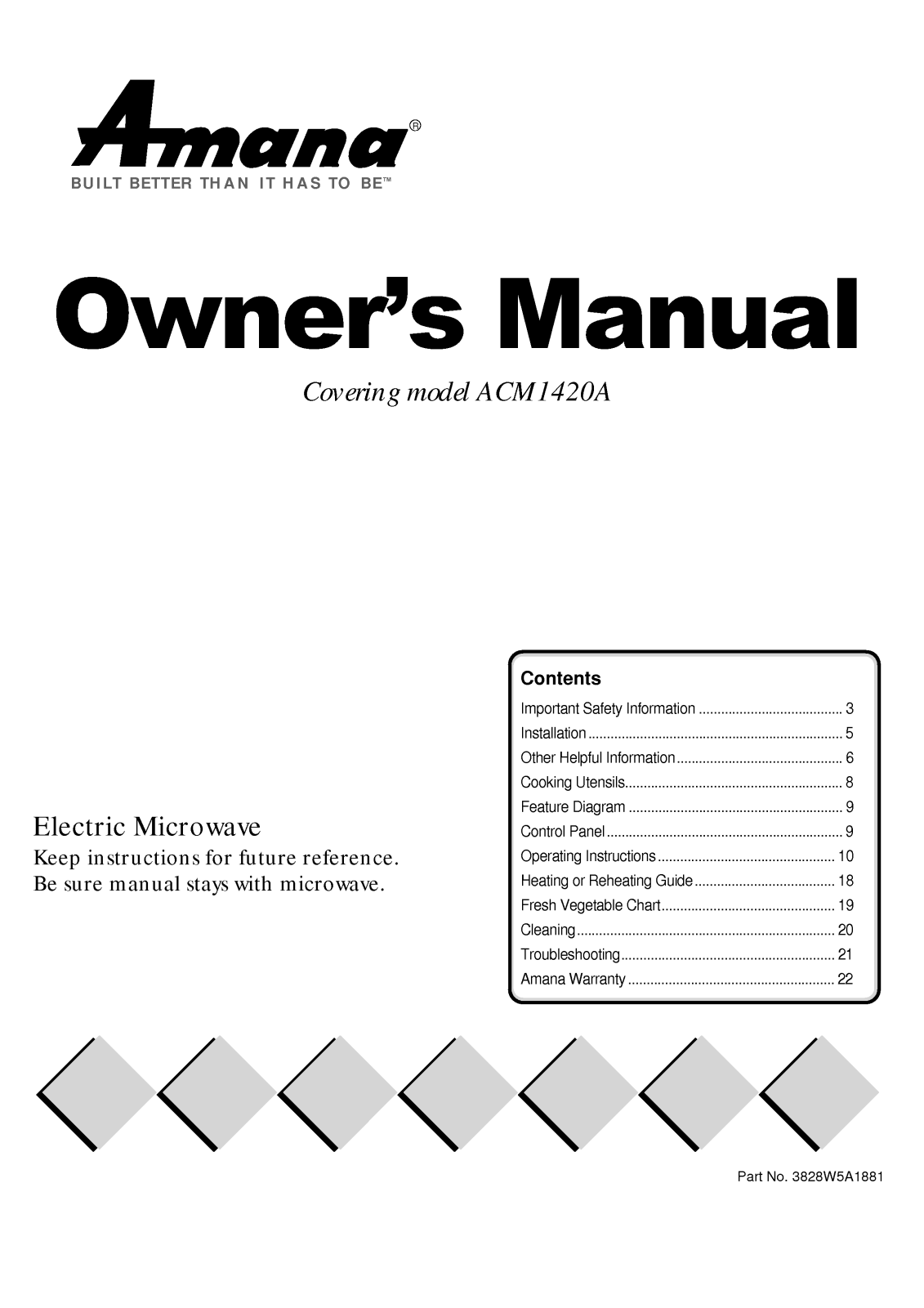 LG ACM1420AB, ACM1420AW User Manual