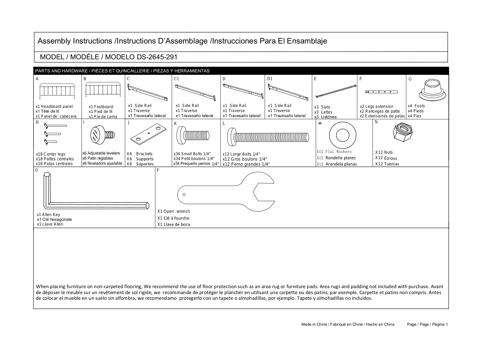 HomeFare DS2645291 Assembly Guide