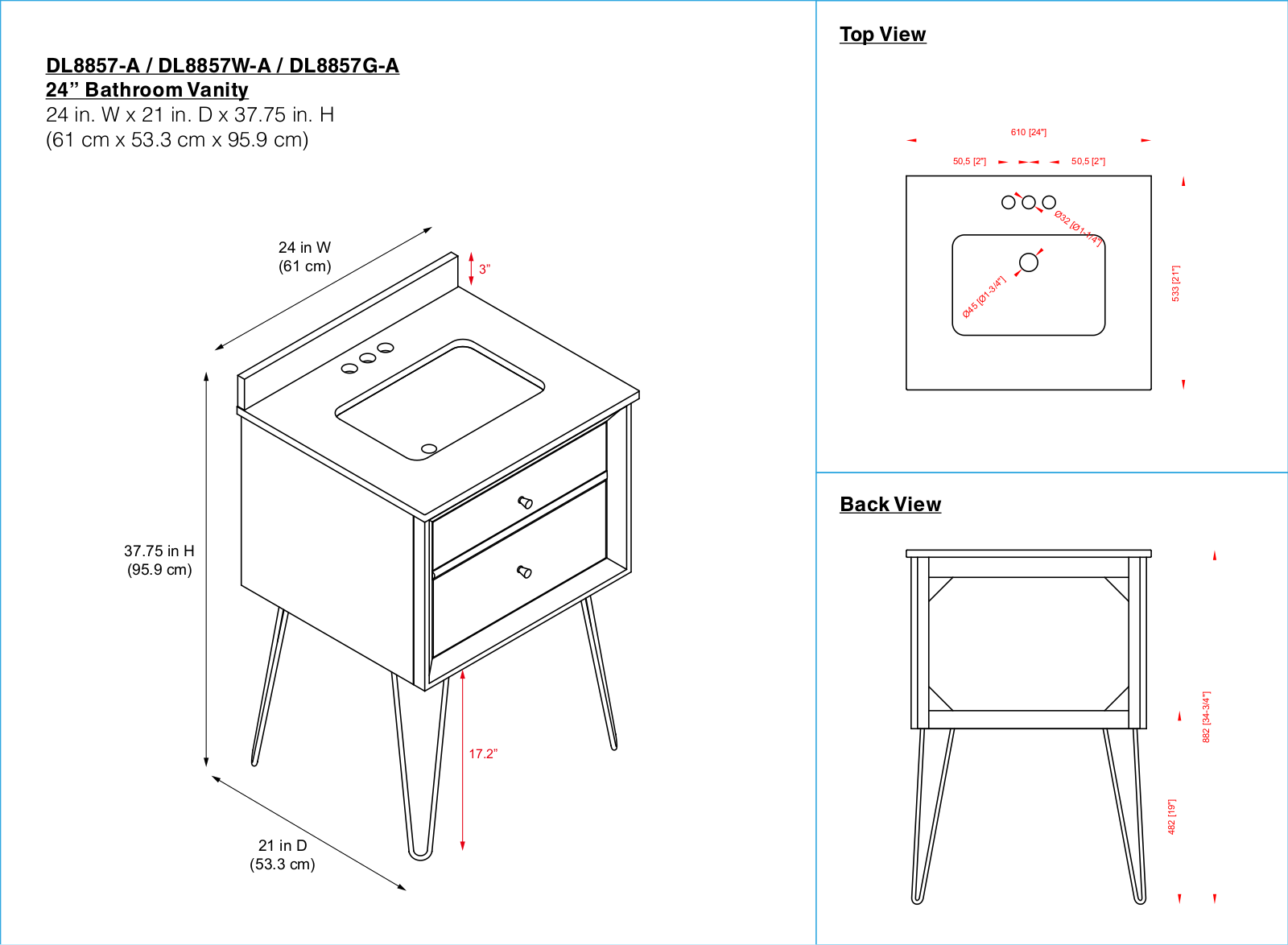 Dorel Living DRIA1829 Dimensions - ManualMachine.com