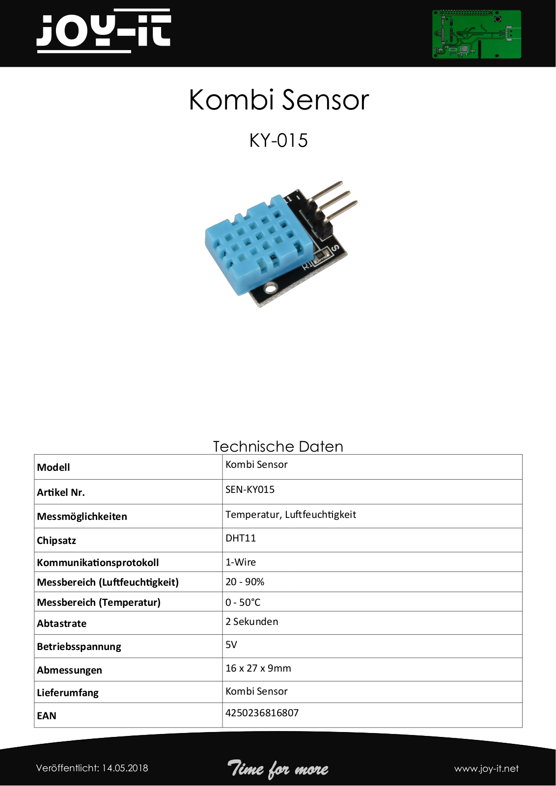 JOY-IT DEBO BO DHT 11 Datasheet - ManualMachine.com