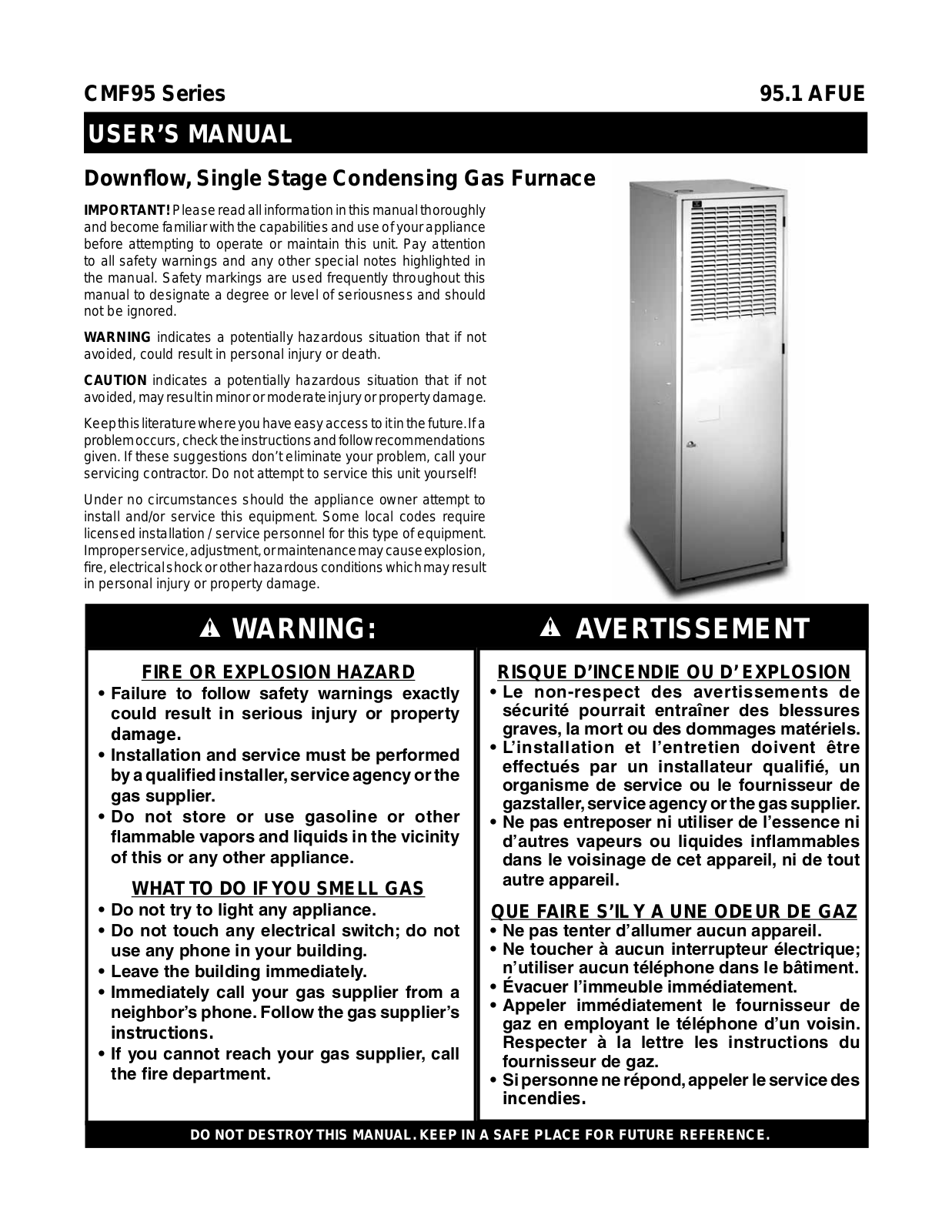 Miller Nordyne CMF95 User Manual